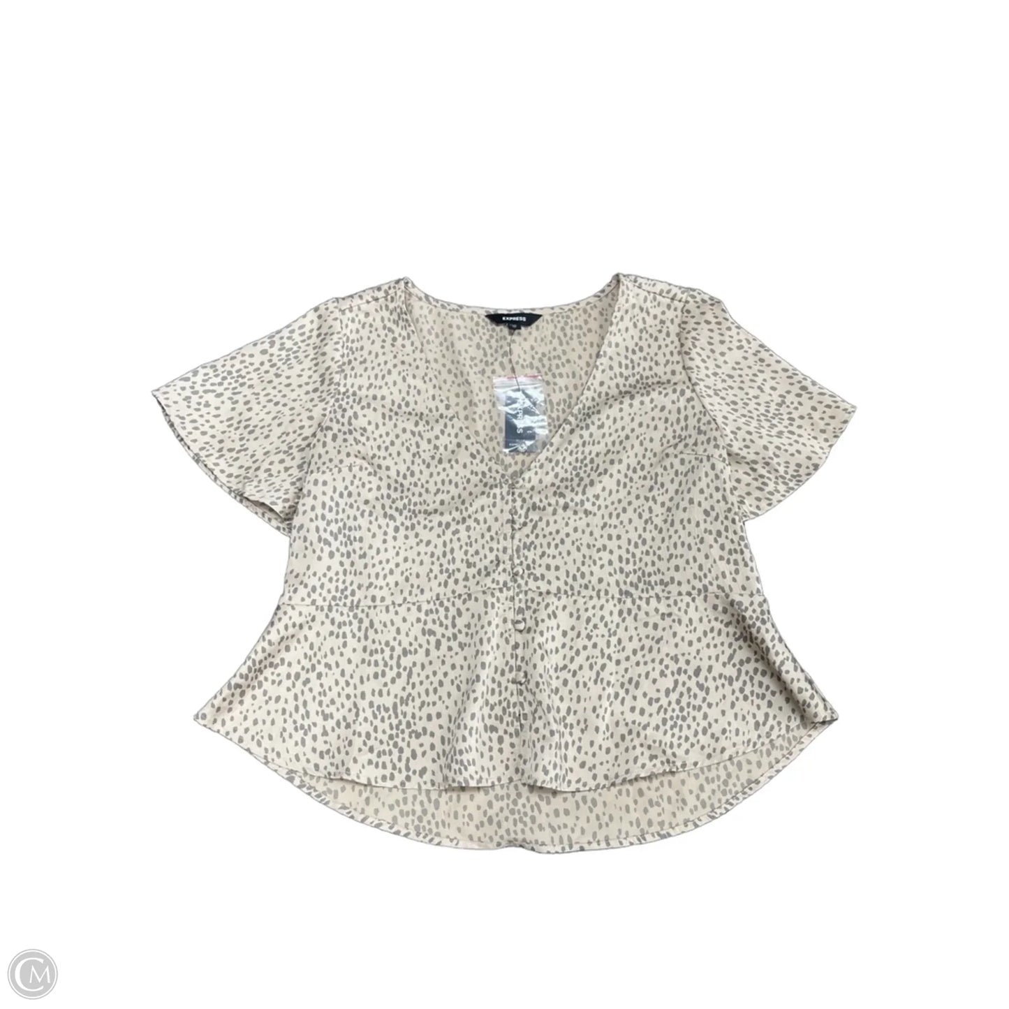 Top Short Sleeve By Express In Cream, Size: Xs