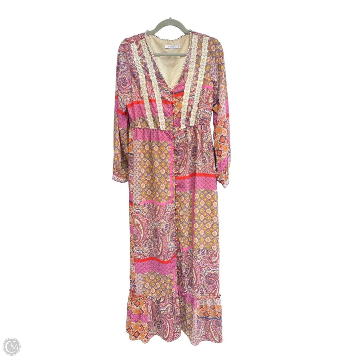 Dress Casual Midi By Clothes Mentor In Orange & Purple, Size: M