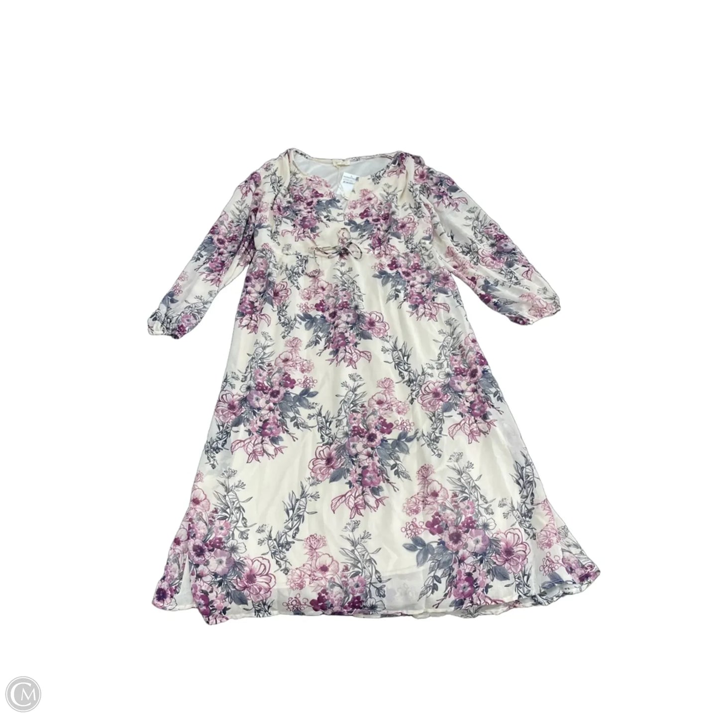 Dress Casual Midi By Love Stitch In Cream & Purple, Size: L