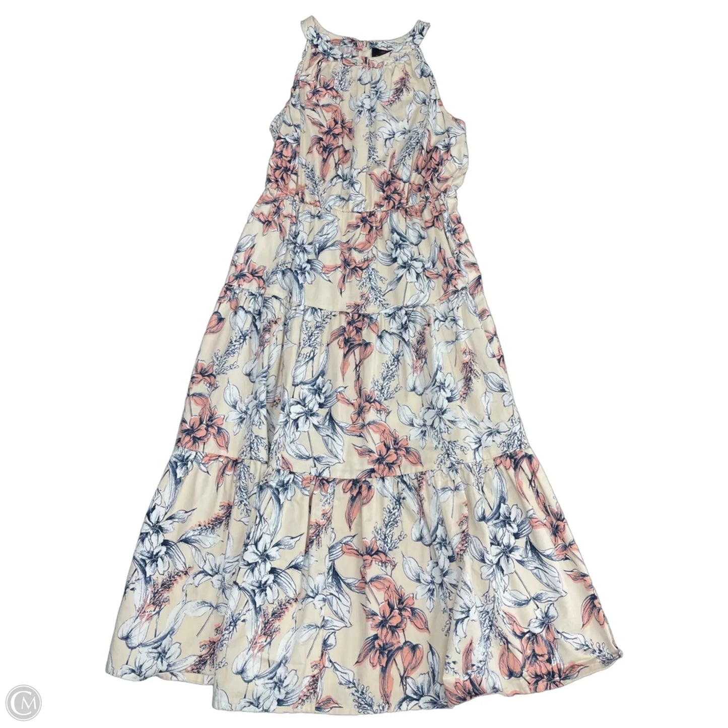Dress Casual Midi By Alex Marie In Blue & Cream, Size: 8