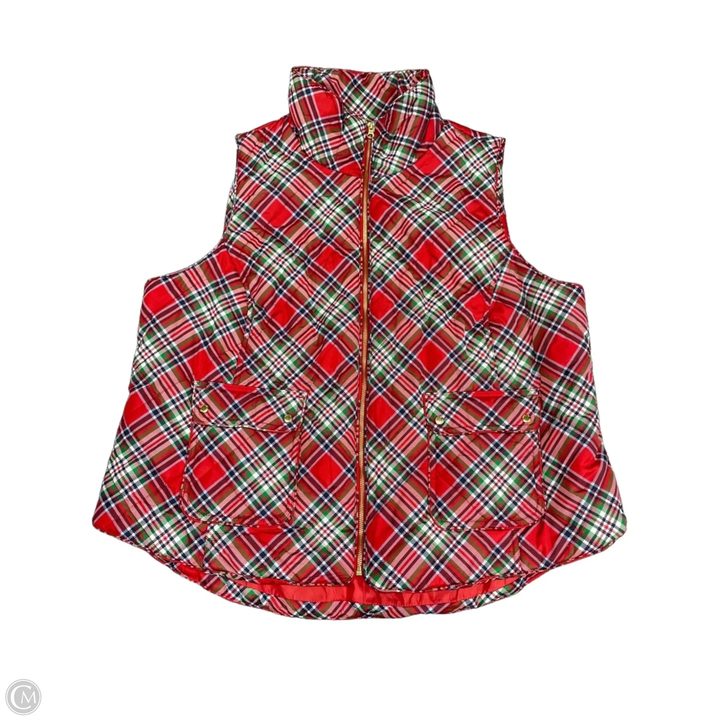 Vest Puffer & Quilted By Crown And Ivy In Green & Red, Size: 3x