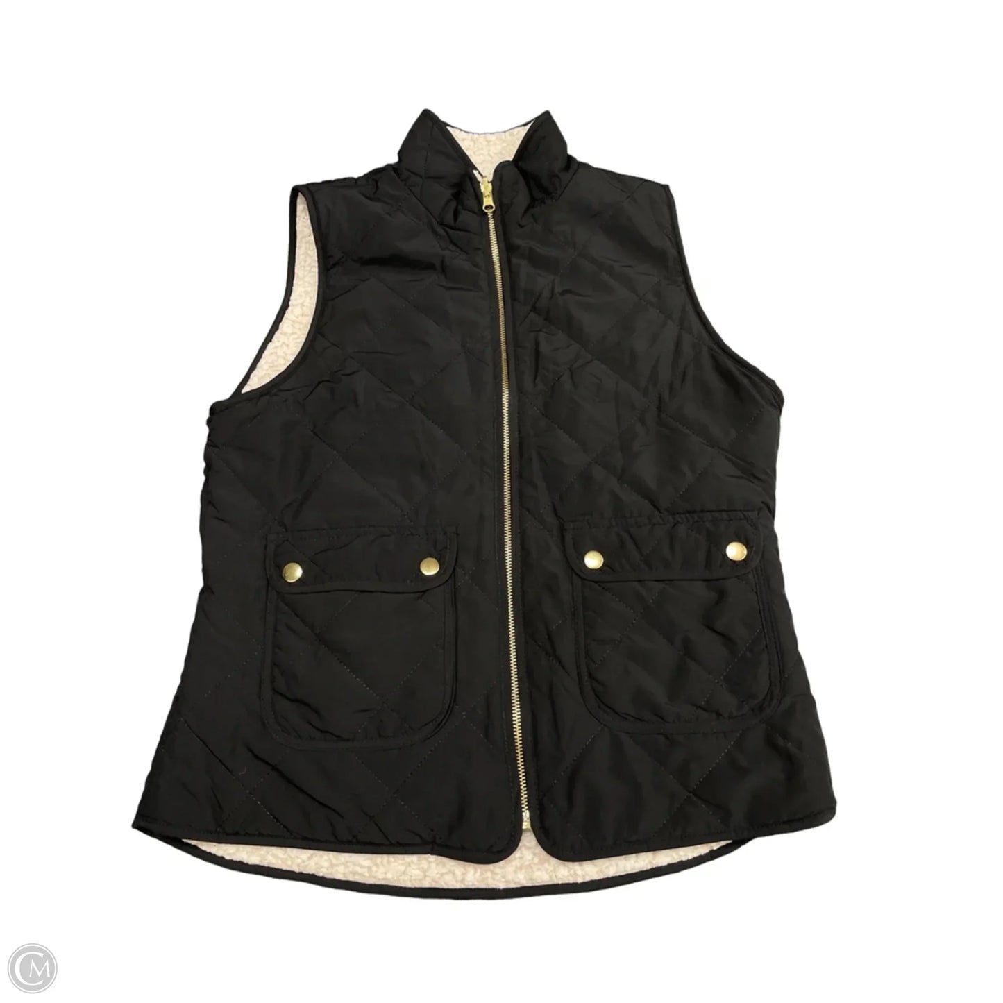 Vest Puffer & Quilted By Love Tree In Black & Cream, Size: S