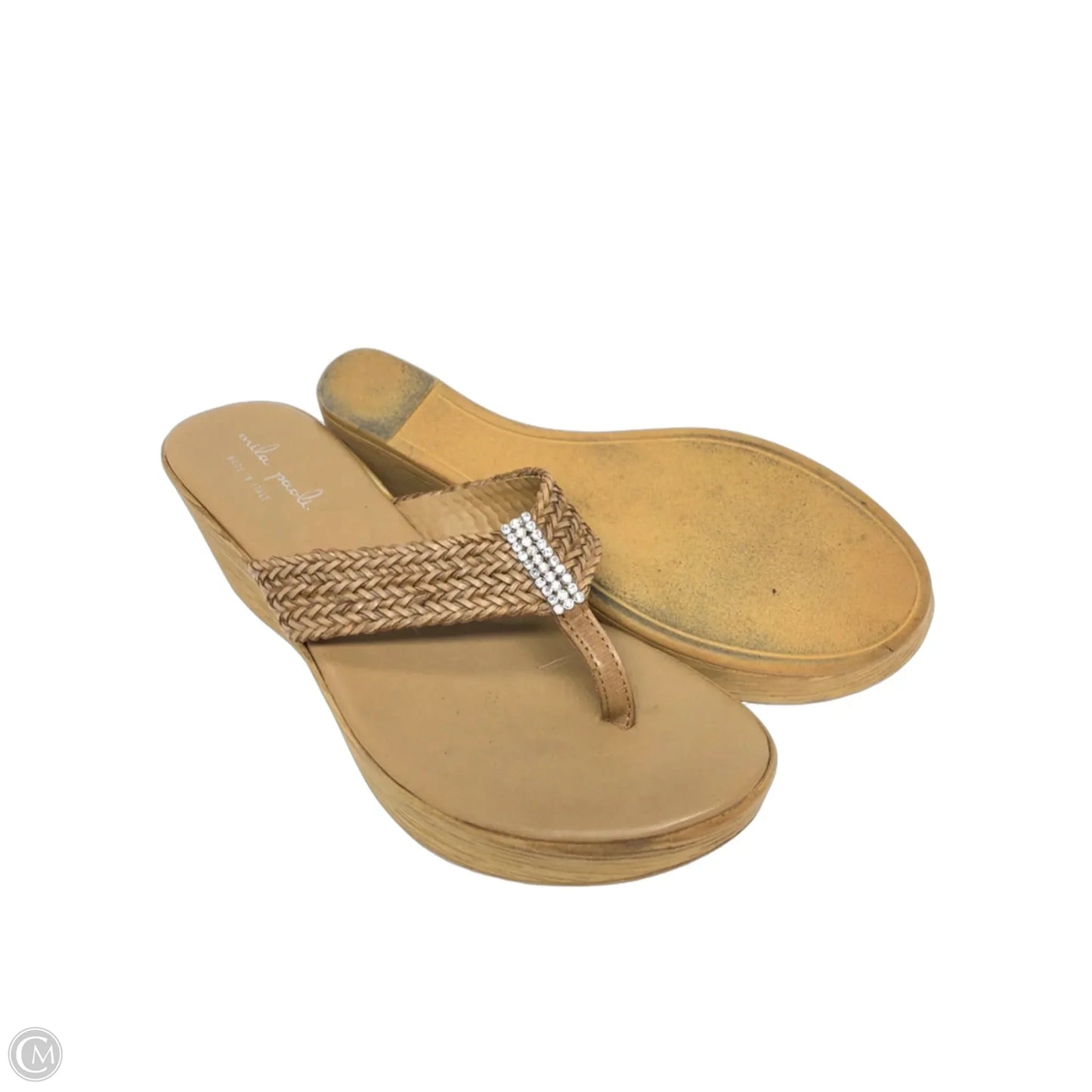 Sandals Heels Wedge By Clothes Mentor In Brown, Size: 8
