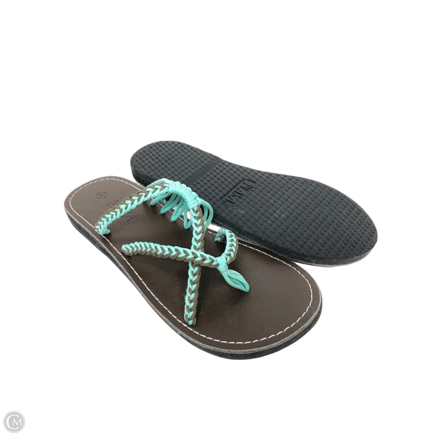 Sandals Flats By Clothes Mentor In Blue & Brown, Size: 8