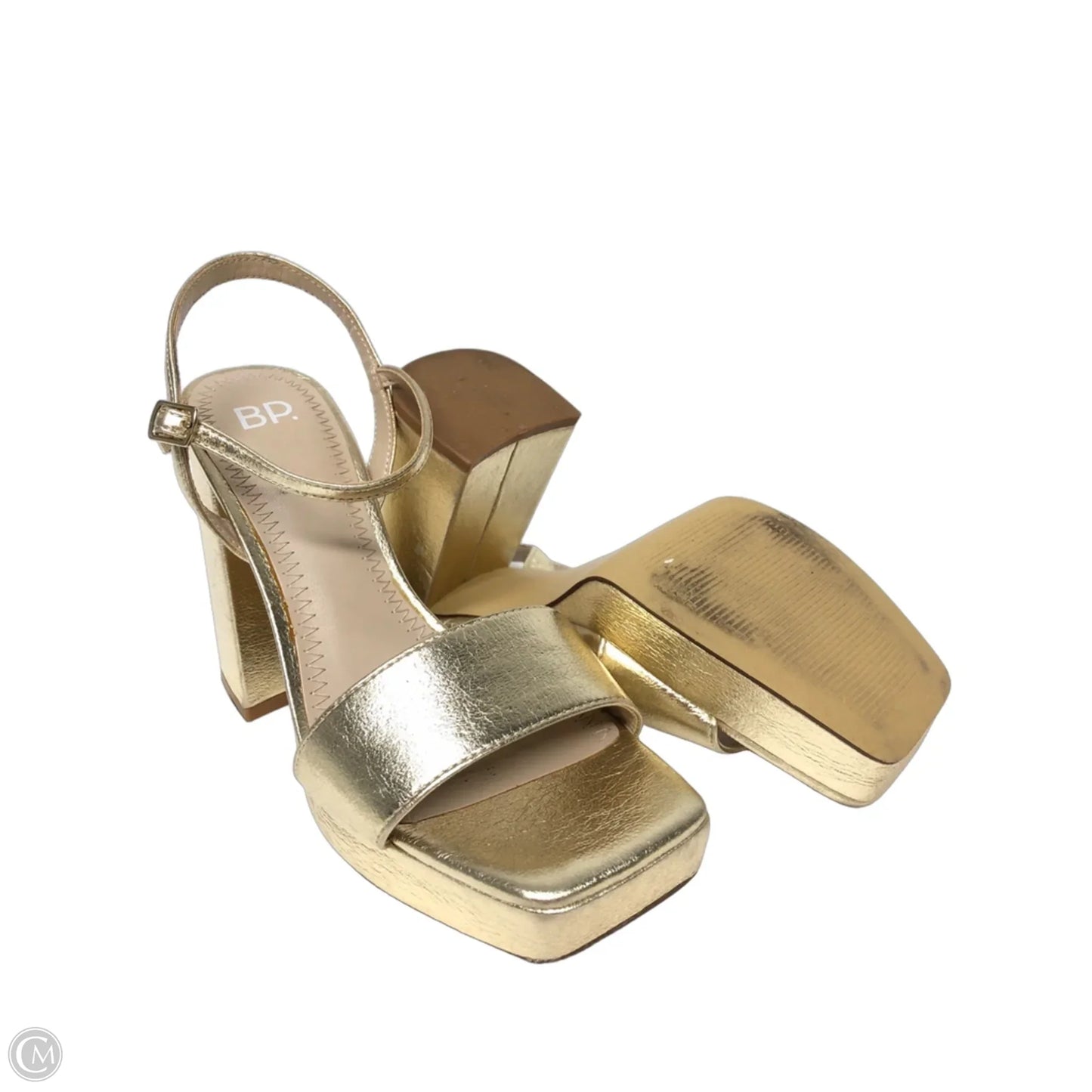 Sandals Heels Block By Bp In Gold, Size: 7