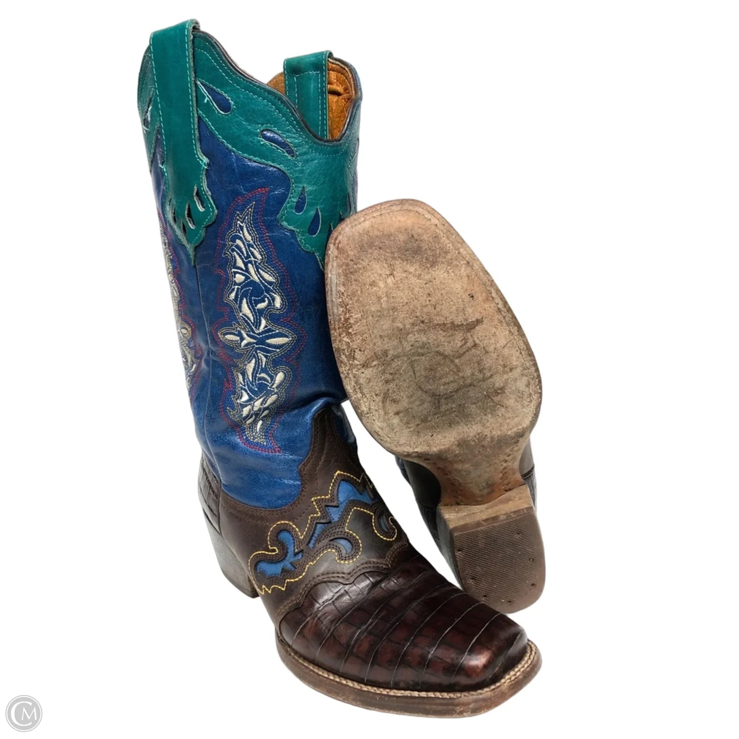 Boots Western By Cmc In Blue & Brown, Size: 8