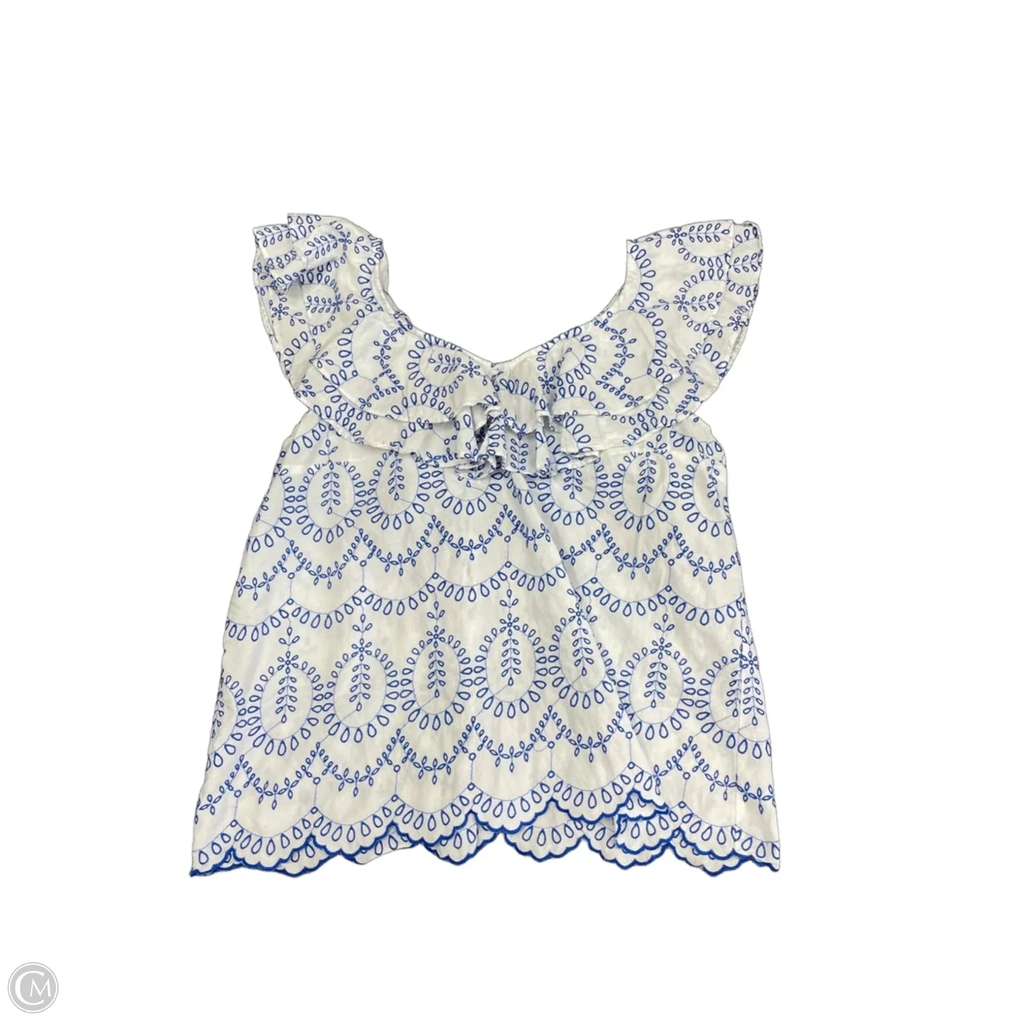 Top Sleeveless By Crown And Ivy In Blue & White, Size: Xl