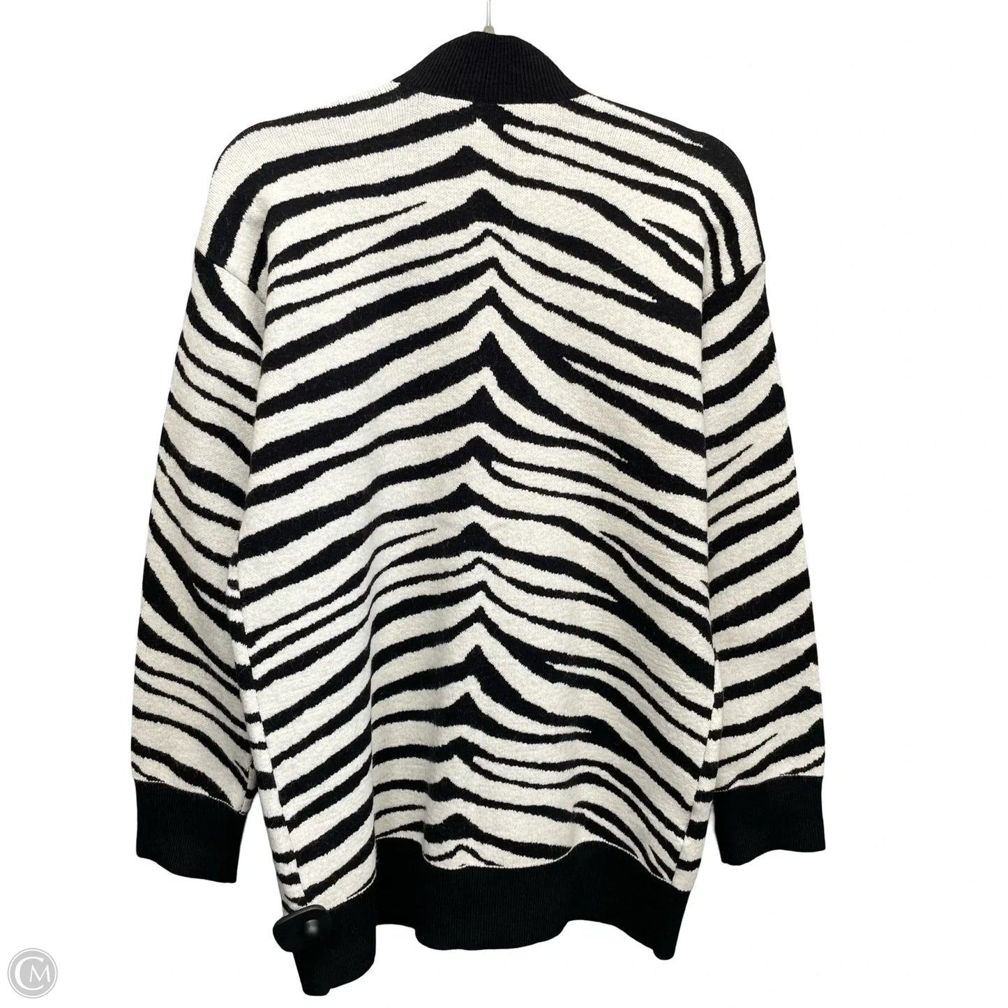 Sweater Cardigan By Ann Taylor In Black & White, Size: M