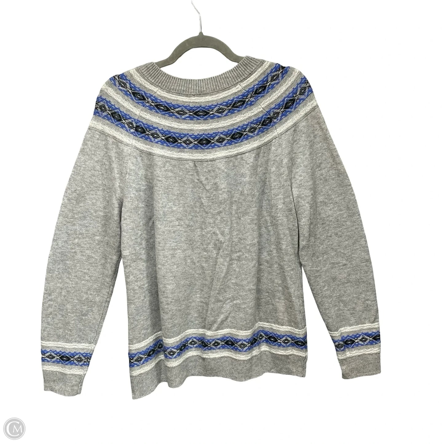 Sweater Cardigan By Talbots In Blue & Grey, Size: 1x