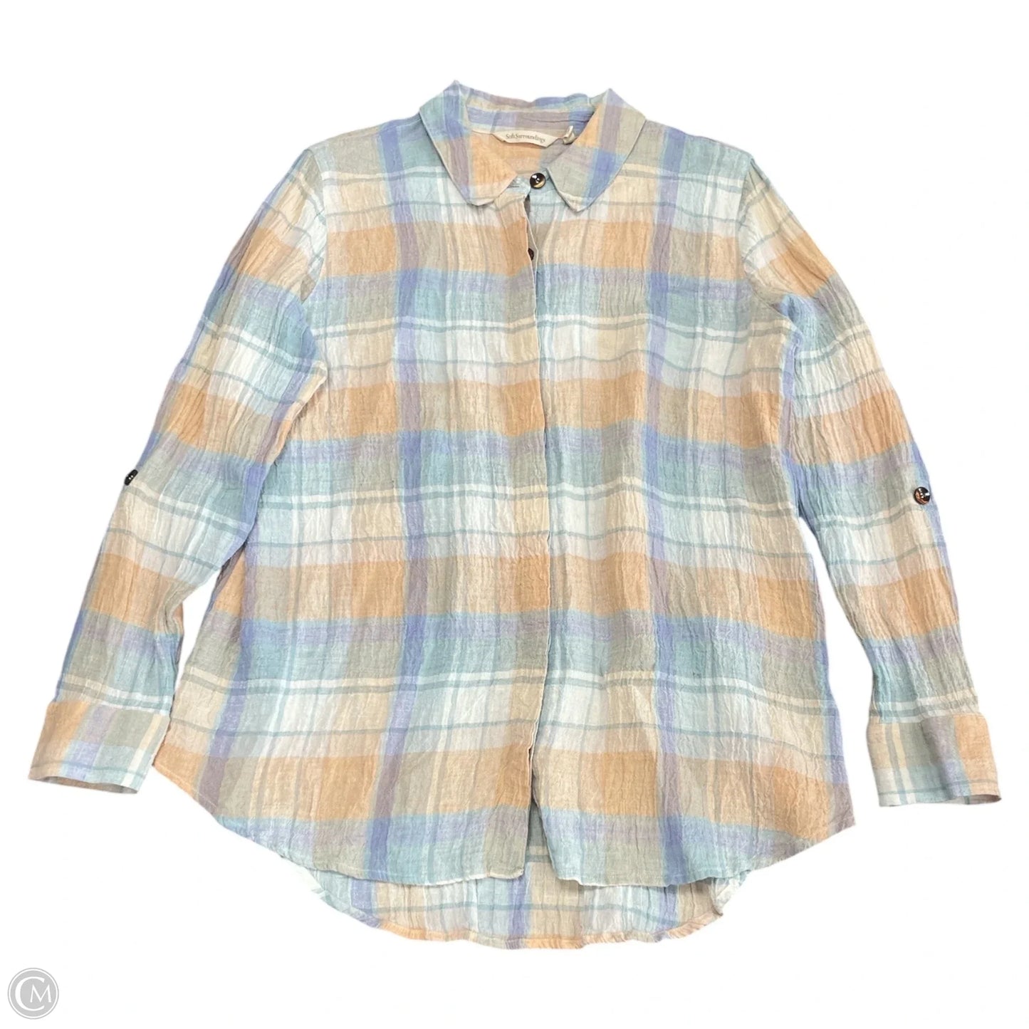 Top Long Sleeve By Soft Surroundings In Plaid Pattern, Size: L