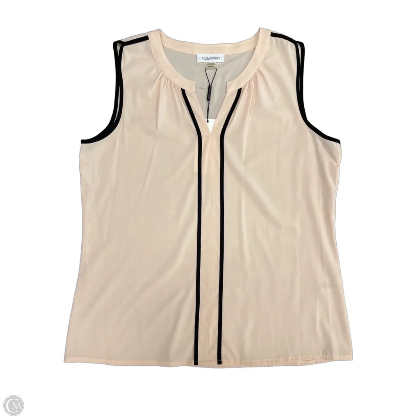 Blouse Sleeveless By Calvin Klein In Black & Pink, Size: S