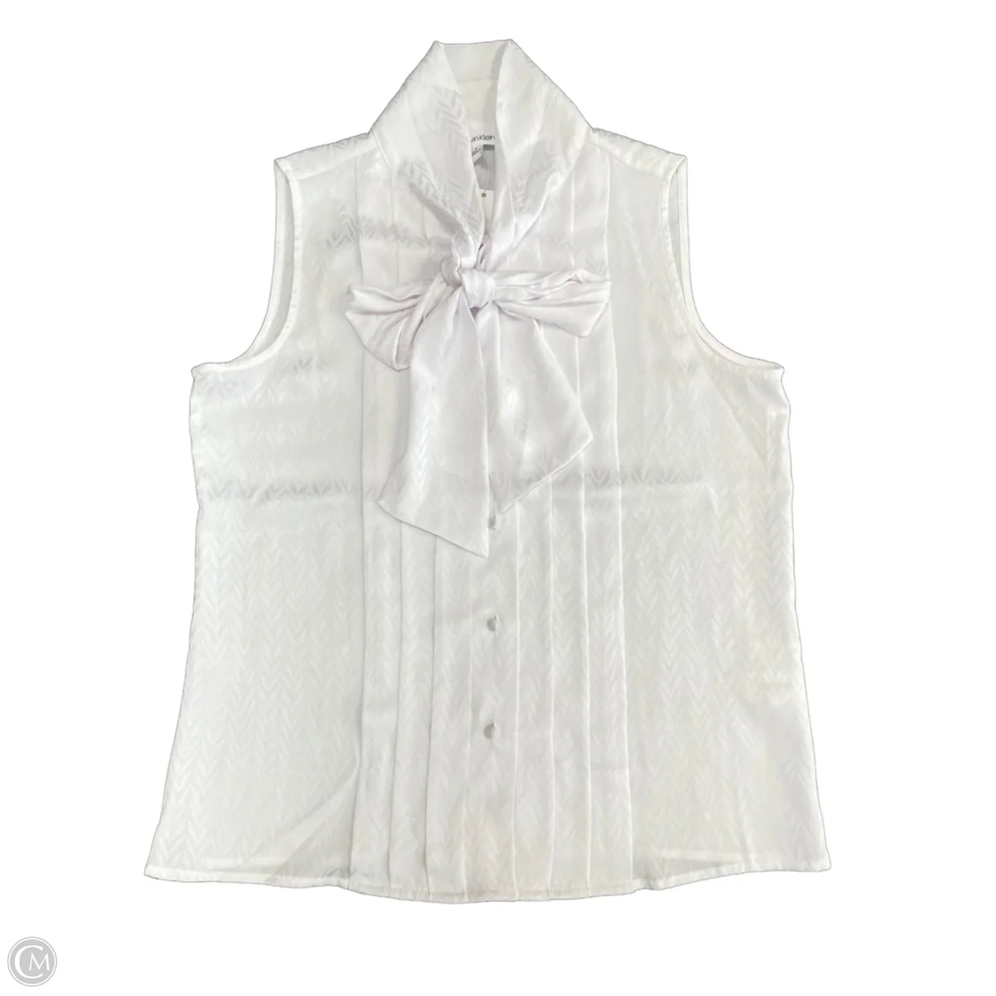 Blouse Sleeveless By Calvin Klein In White, Size: S