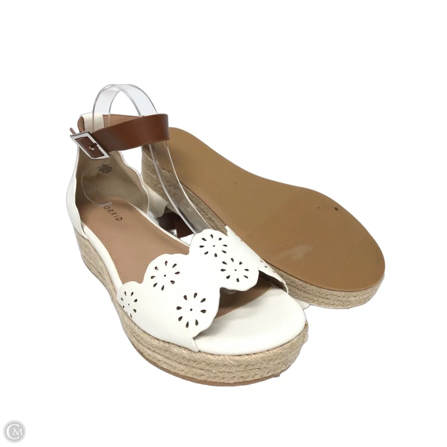 Sandals Heels Wedge By Torrid In White, Size: 10.5