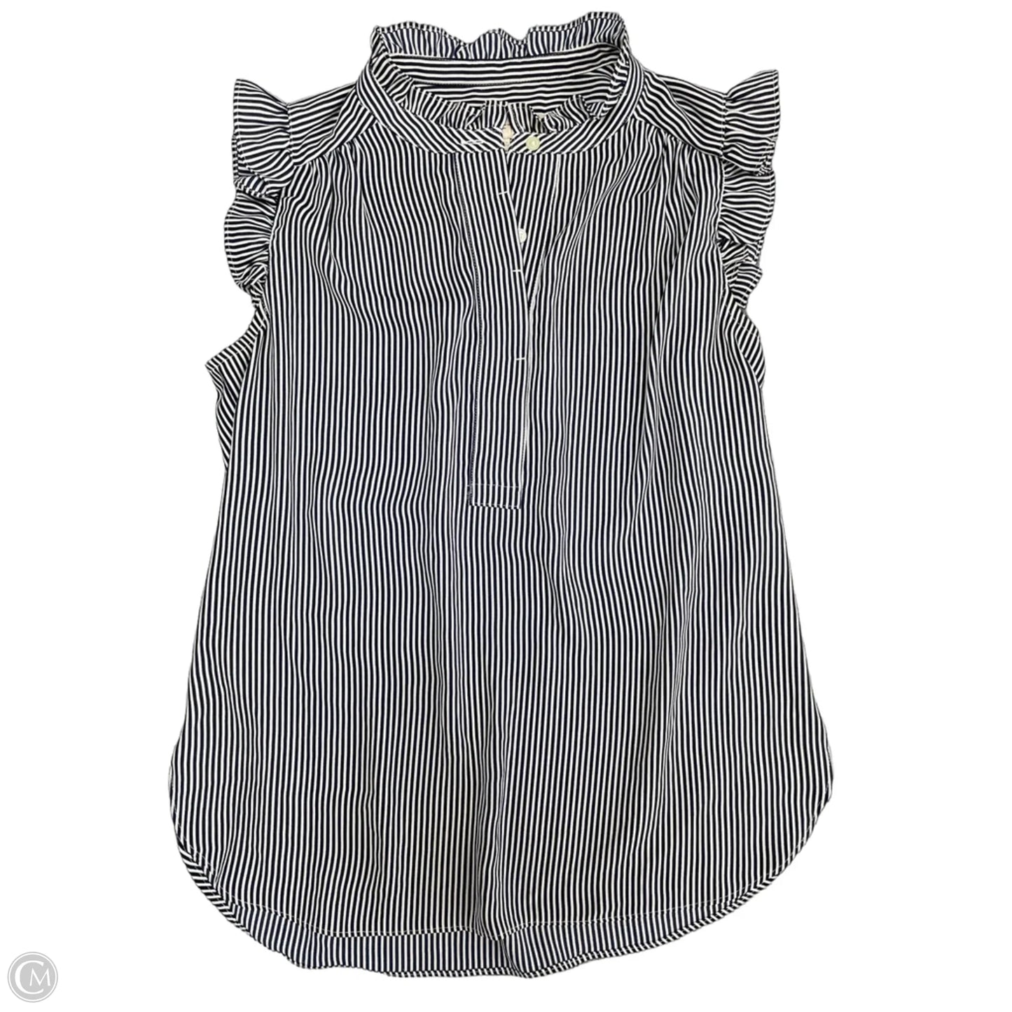 Blouse Short Sleeve By Loft In Blue & White, Size: Xs