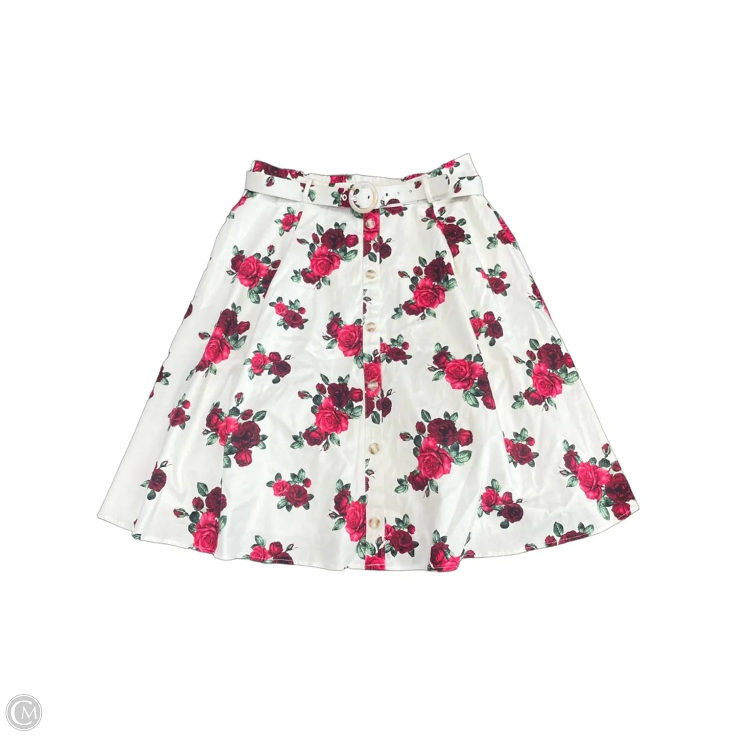 Skirt Midi By City Chic In Red & White, Size: 18