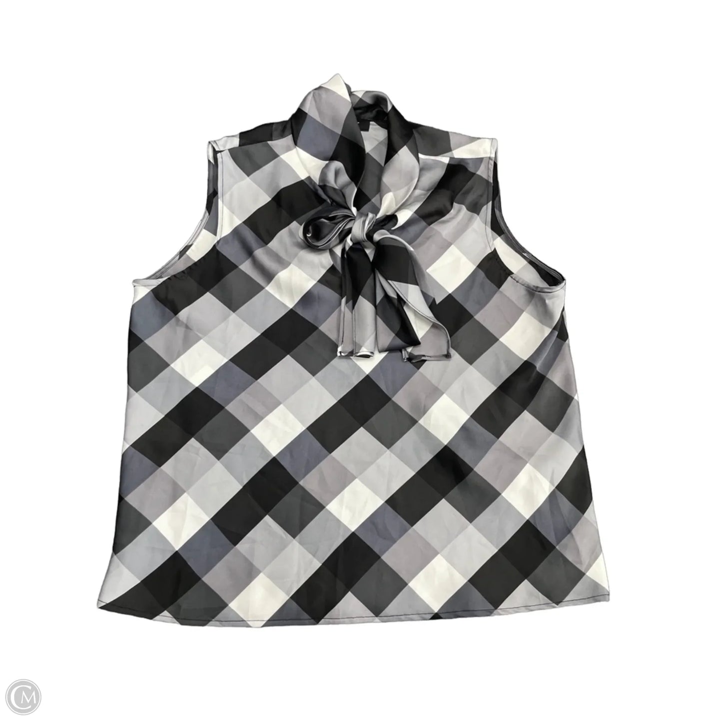 Blouse Sleeveless By Nine West Apparel In Grey & White, Size: L