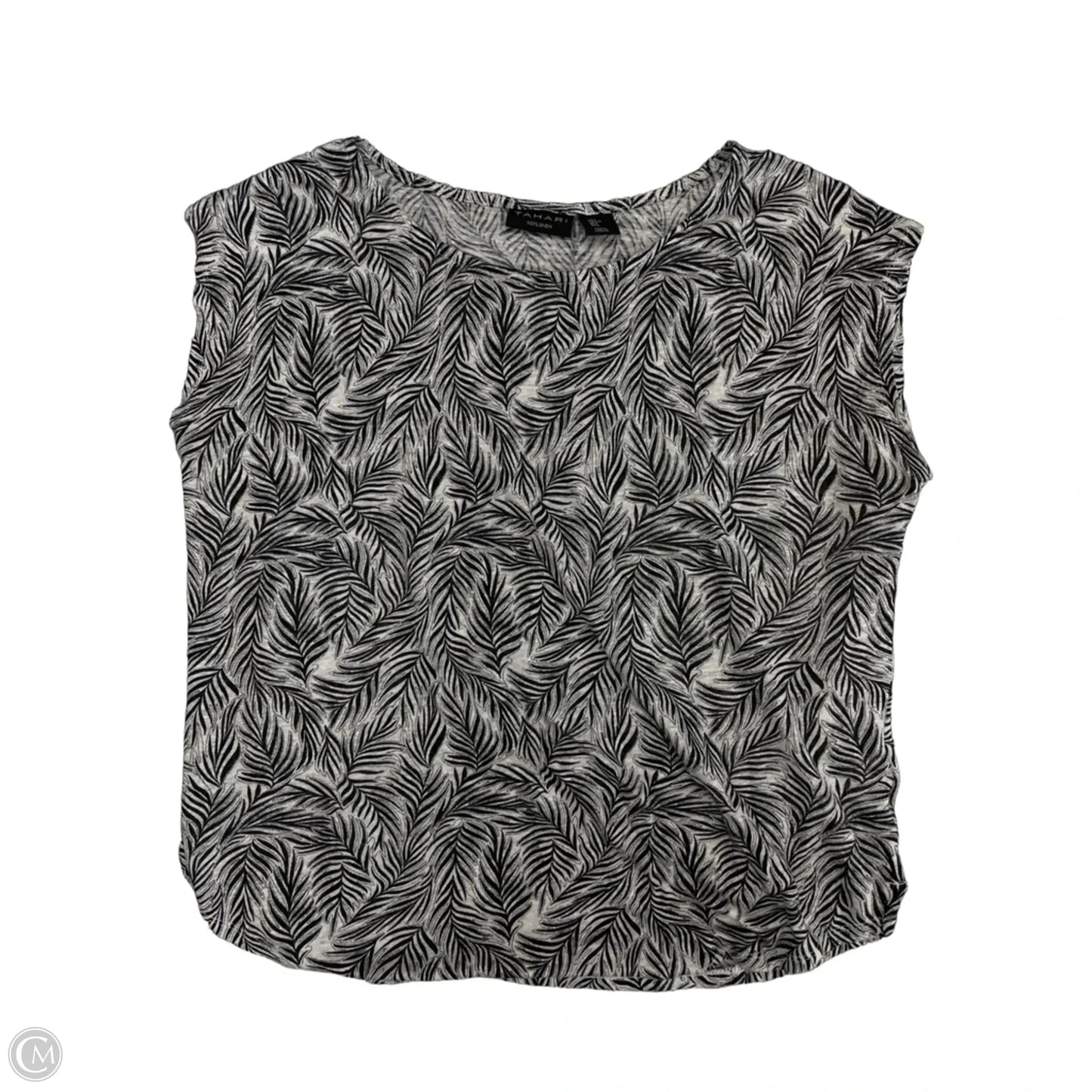 Top Short Sleeve By Tahari In Black & White, Size: L