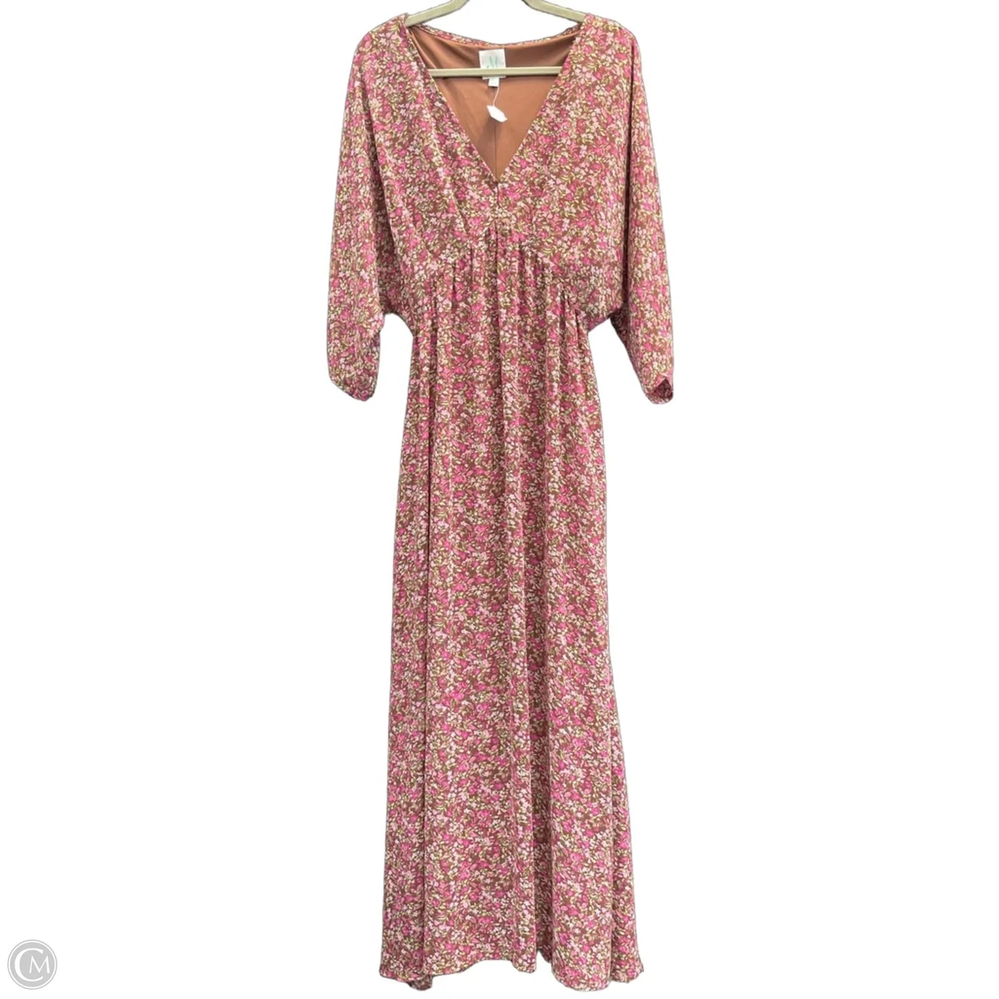 Dress Casual Maxi By Clothes Mentor In Brown & Pink, Size: L