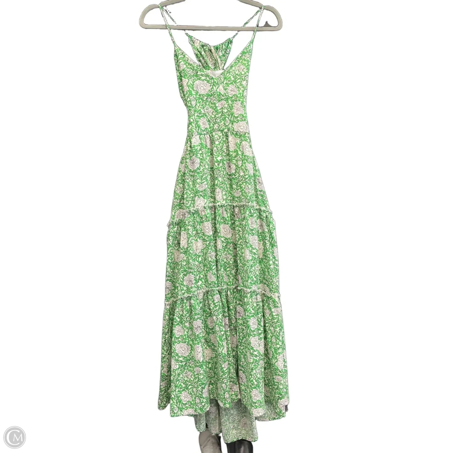 Dress Casual Midi By Francesca’s In Green & White, Size: L