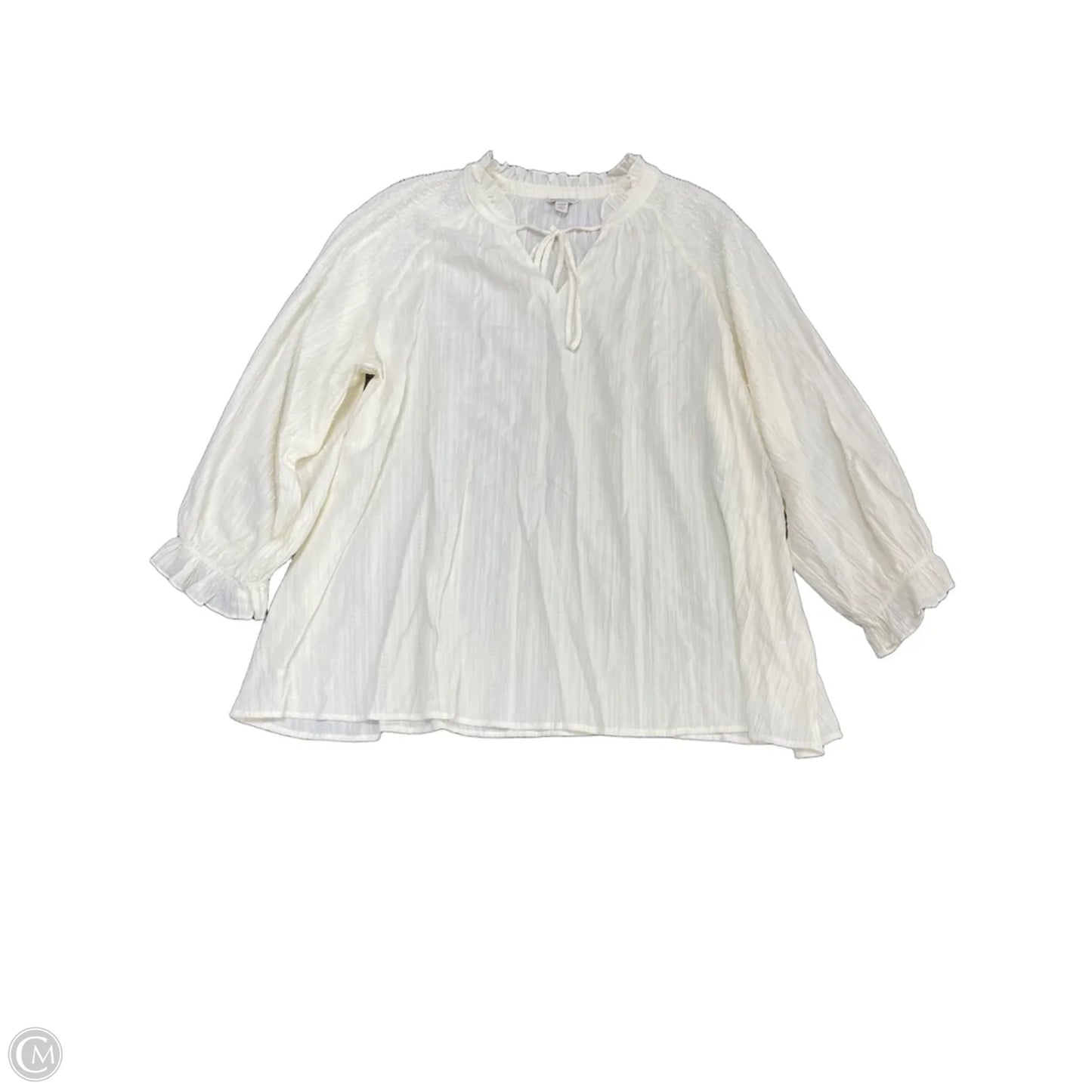 Blouse Long Sleeve By Cato In Cream, Size: 20