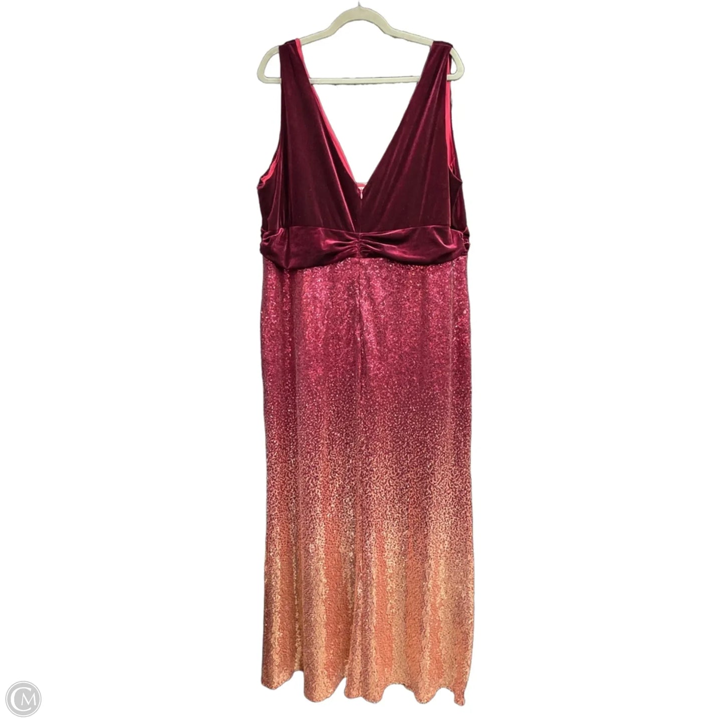 Dress Party Long By Clothes Mentor In Gold & Red, Size: 26