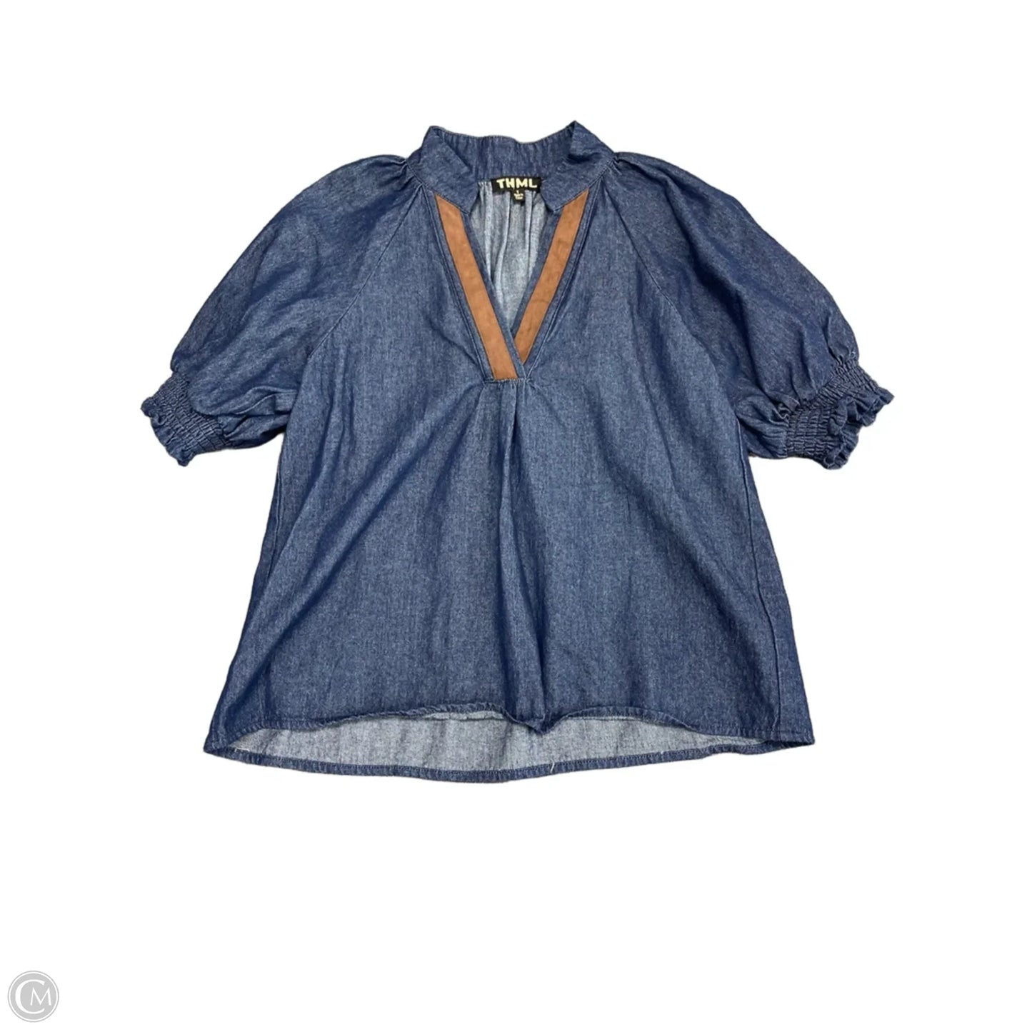 Top Short Sleeve By Thml In Blue Denim, Size: S