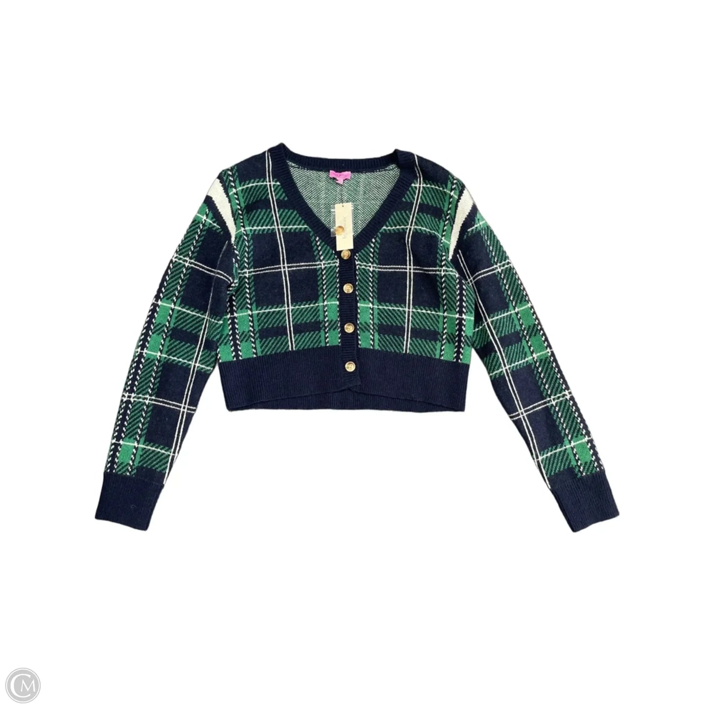 Sweater Cardigan By Mi Ami In Blue & Green, Size: S