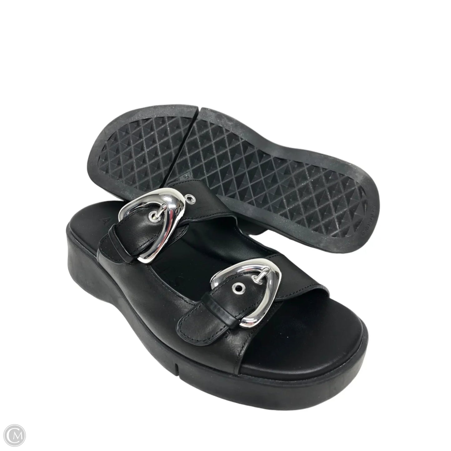 Sandals Heels Platform By Aerosoles In Black & Silver, Size: 6.5