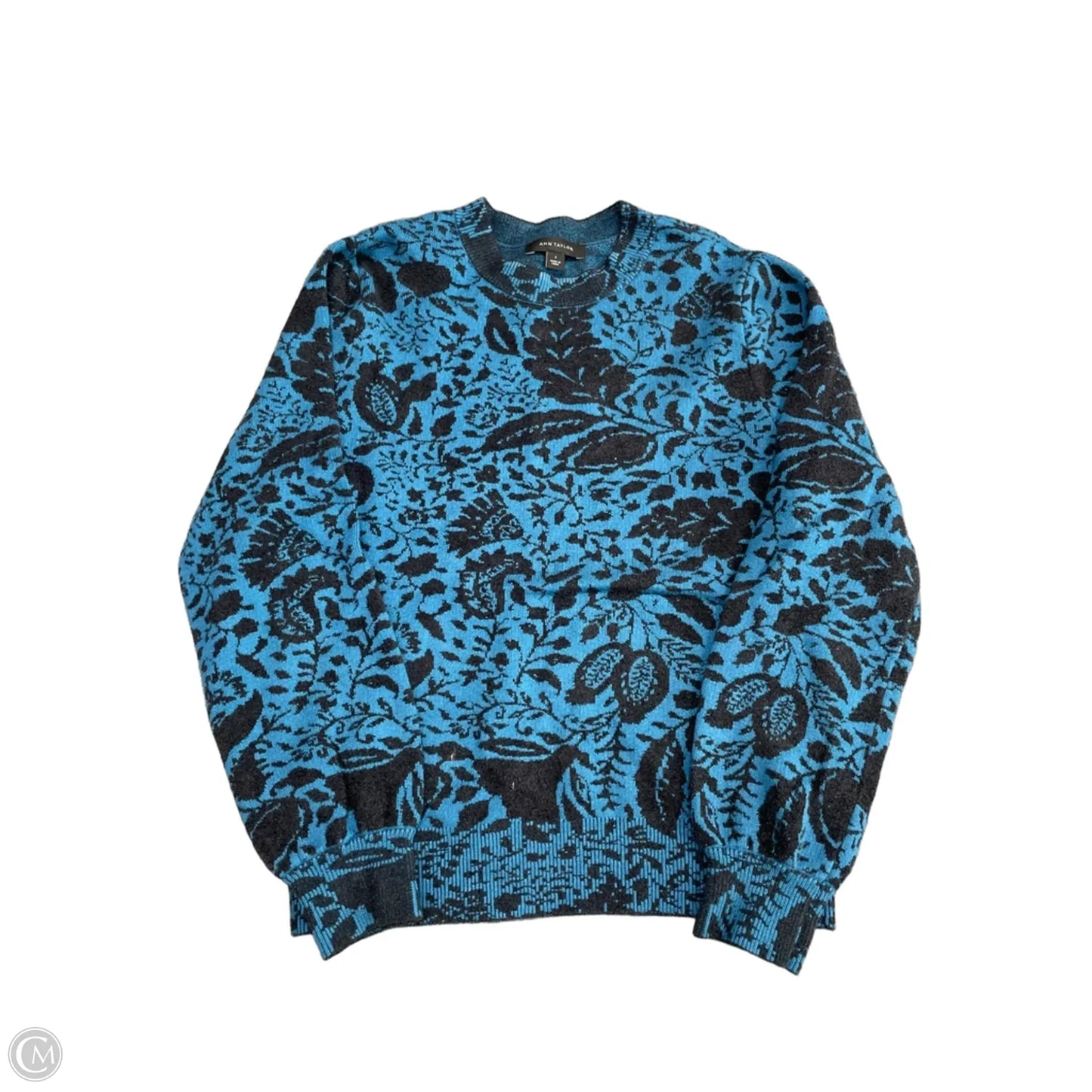 Sweater By Ann Taylor In Black & Blue, Size: S