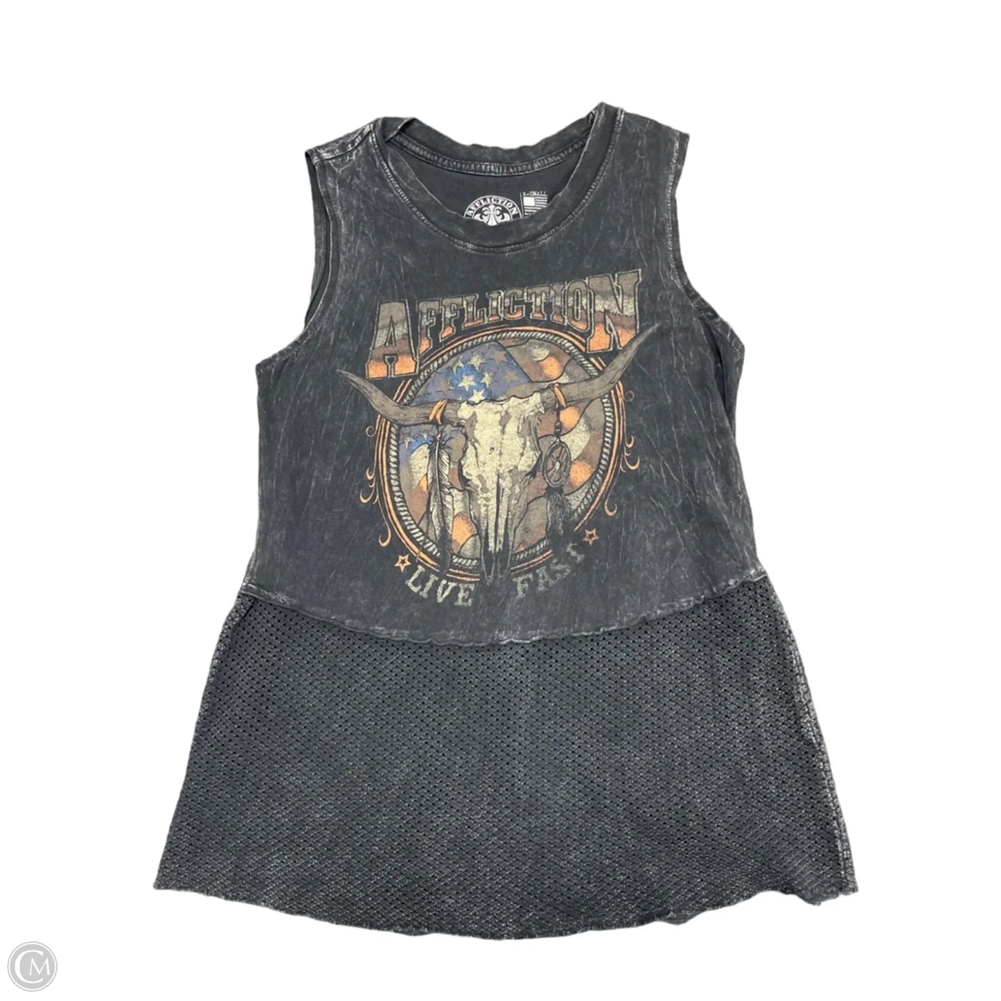 Top Sleeveless By Affliction In Grey, Size: Xs