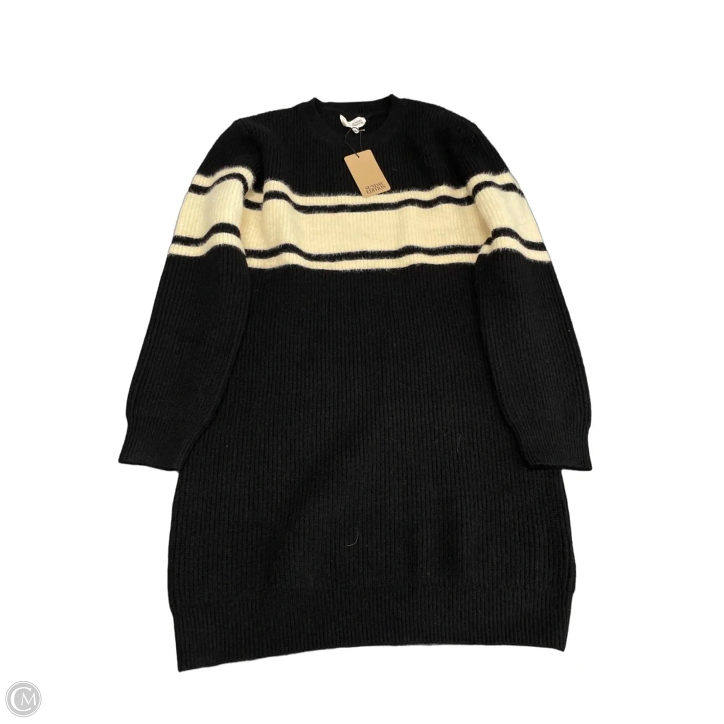 Dress Sweater By Clothes Mentor In Black & Cream, Size: L