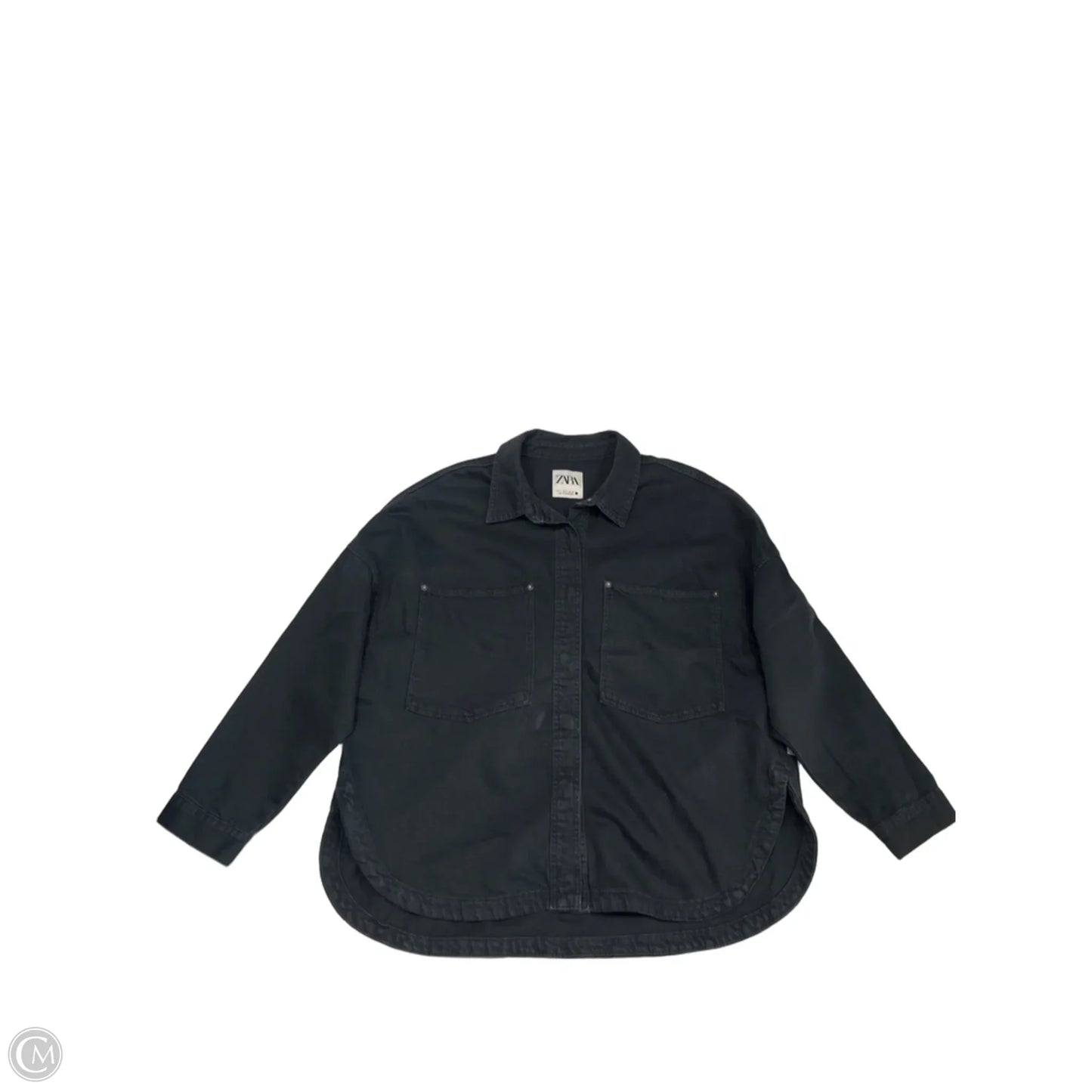 Jacket Shirt By Zara In Grey Denim, Size: L