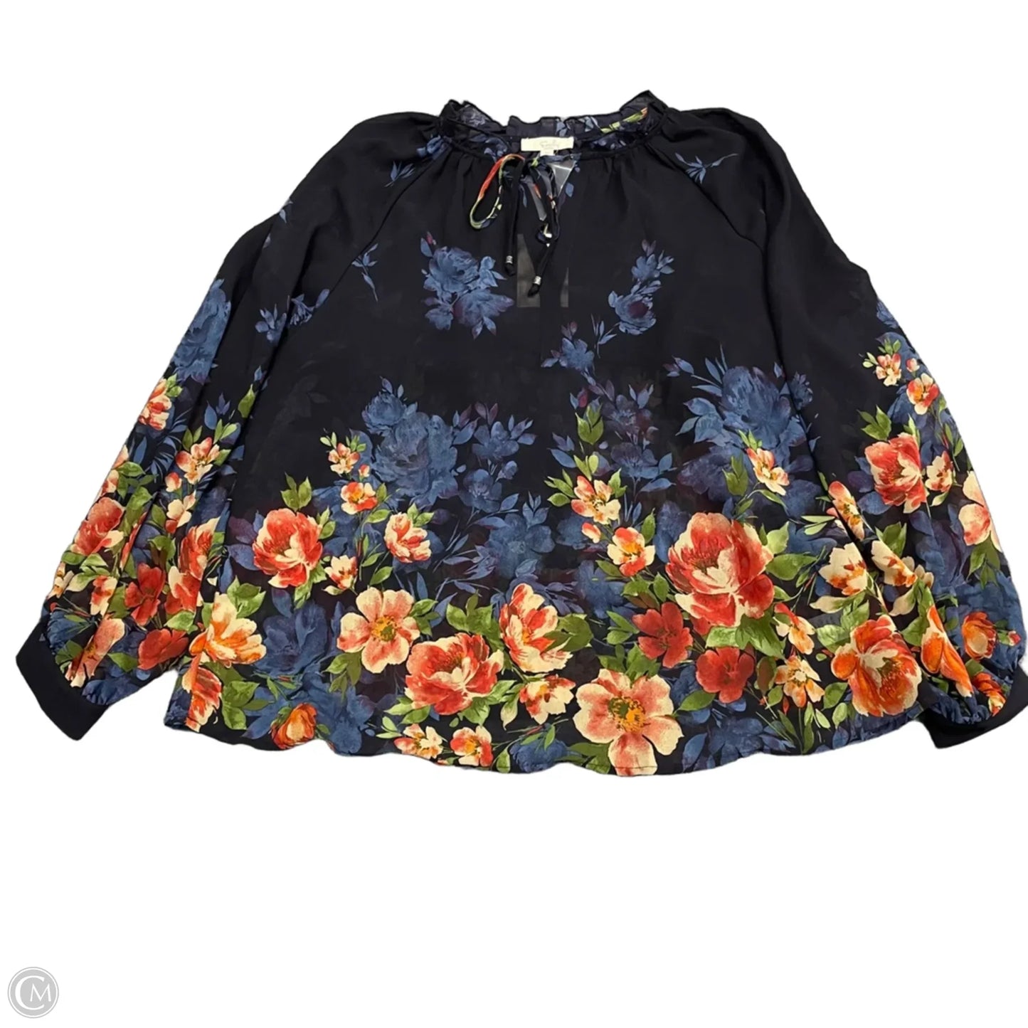 Top Long Sleeve By Easel In Navy, Size: M