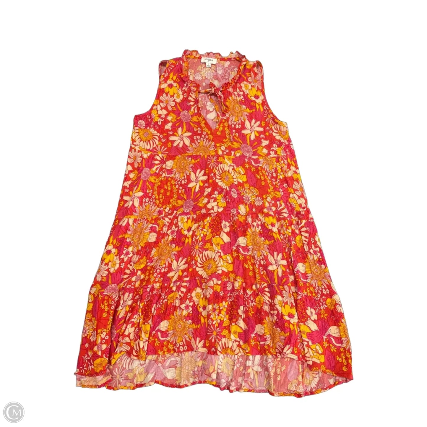 Dress Casual Midi By Umgee In Pink & Yellow, Size: L