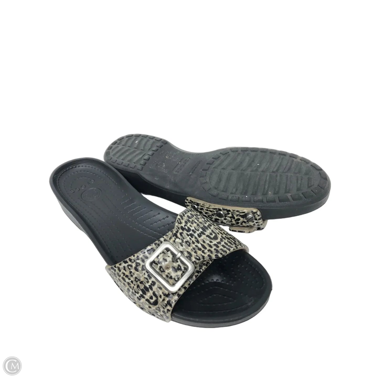 Sandals Flats By Crocs In Leopard Print, Size: 11