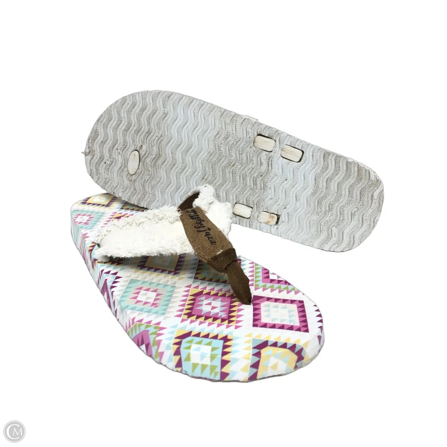 Sandals Flip Flops By Gypsy Jazz In Pink & White, Size: 10