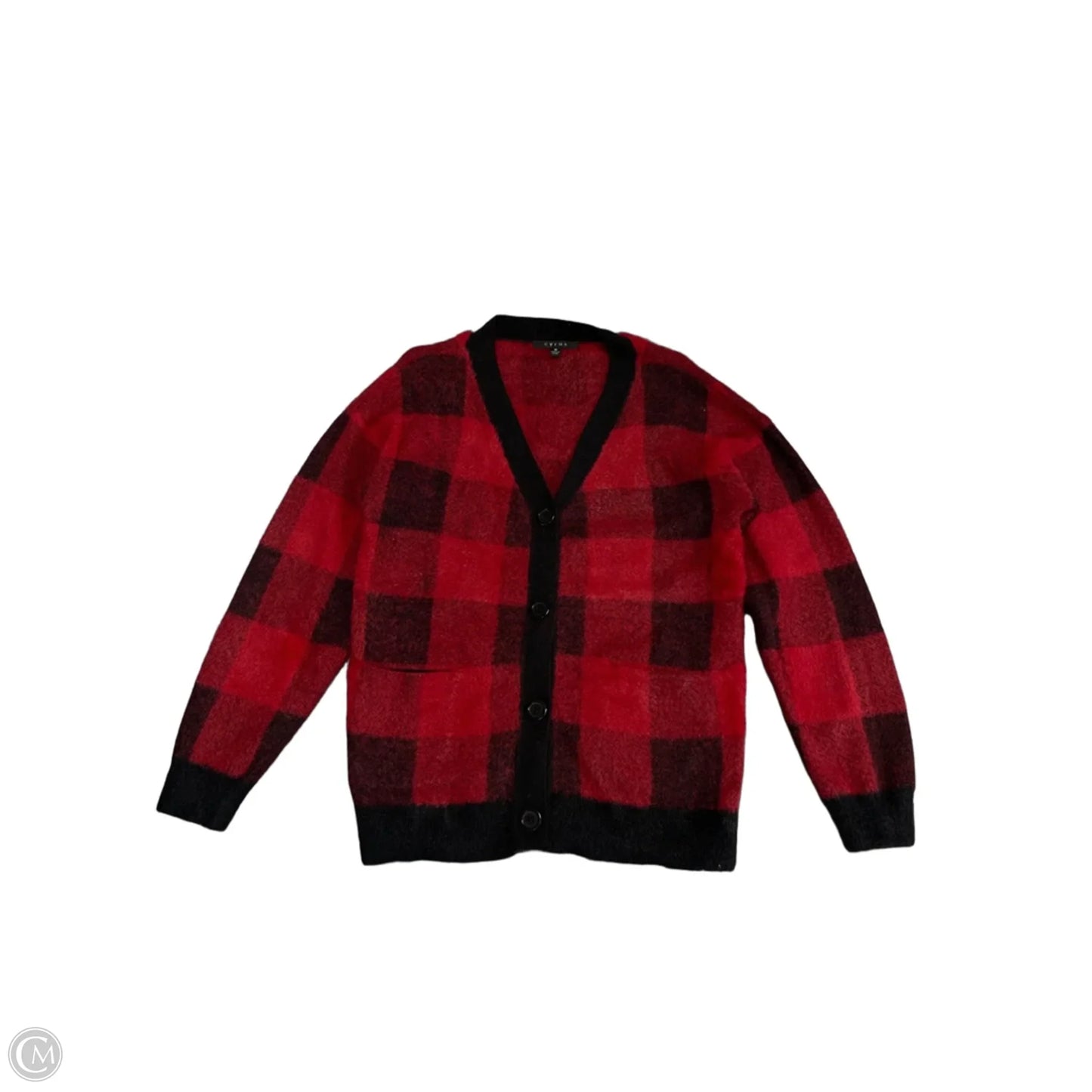 Sweater Cardigan By Cyrus In Black & Red, Size: M
