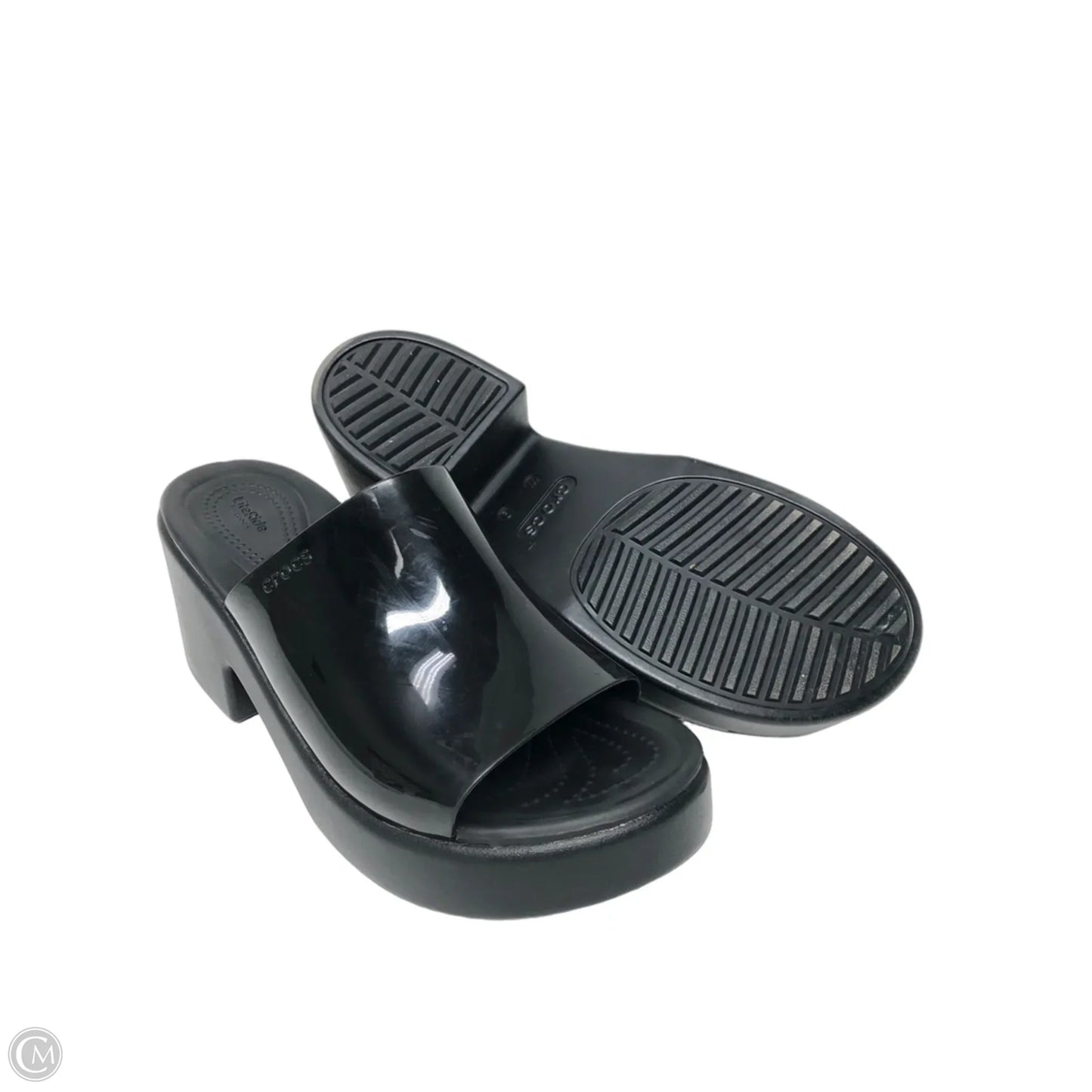 Sandals Heels Platform By Crocs In Black, Size: 9