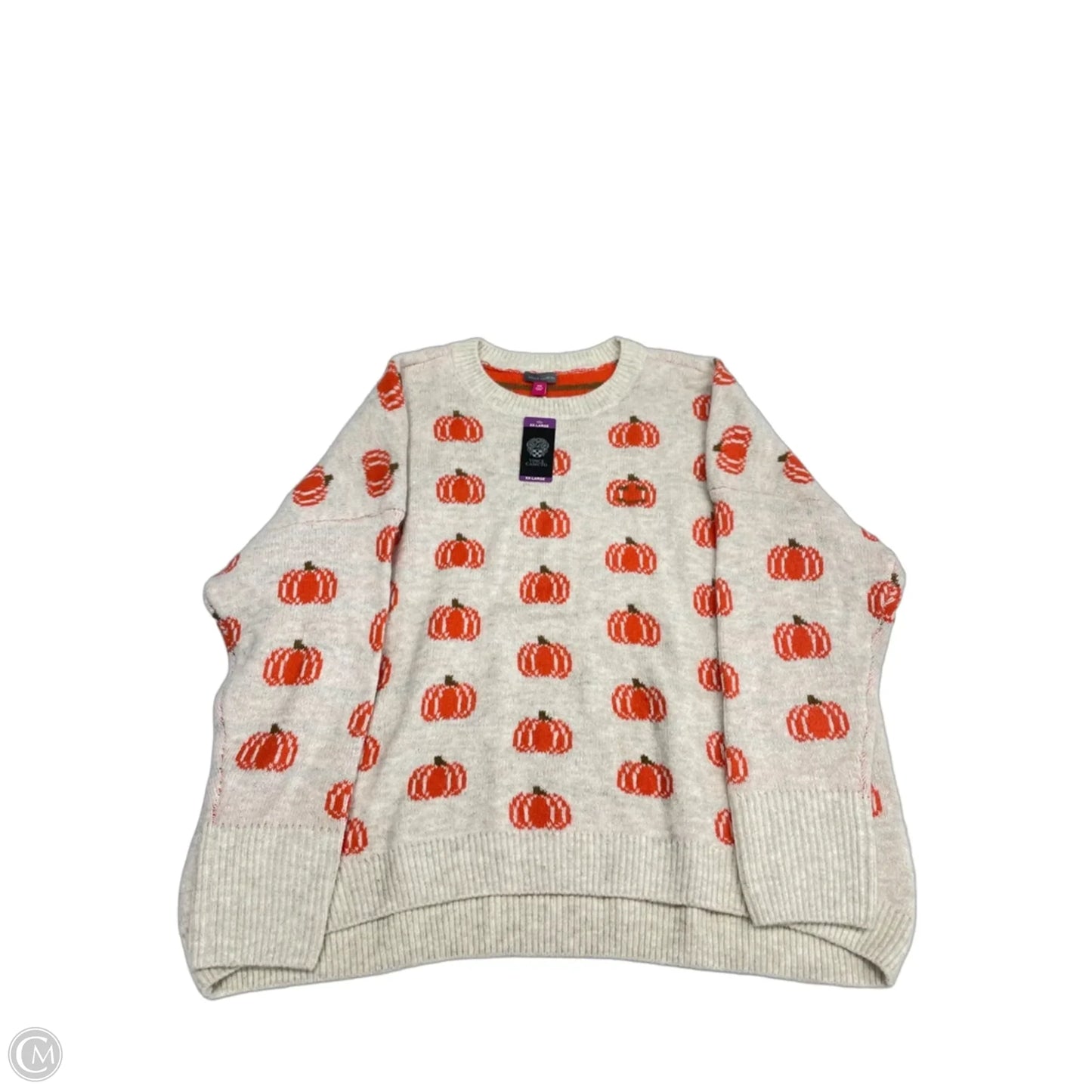 Sweater By Vince Camuto In Cream & Orange, Size: Xxl