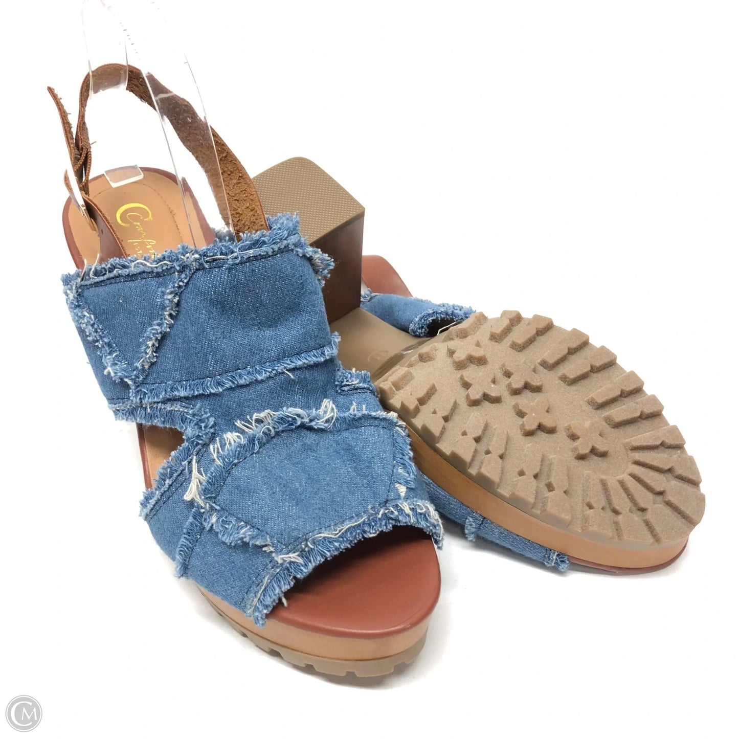 Sandals Heels Block By Cato In Blue Denim, Size: 11