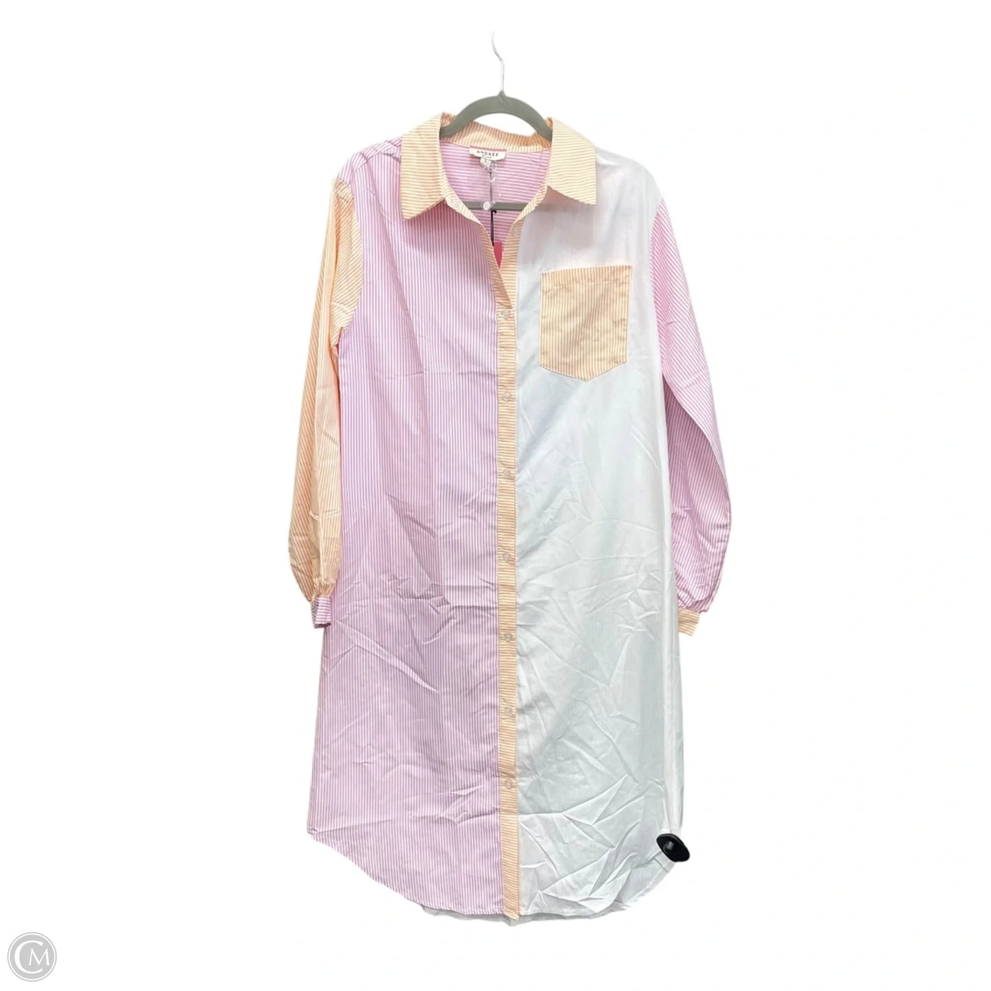 Dress Casual Midi By Andree By Unit In Pink & White, Size: S