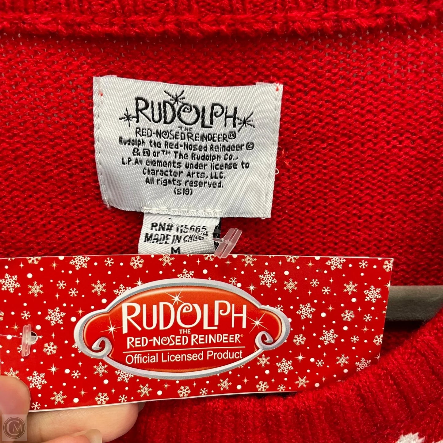 Sweater By Clothes Mentor In Red & White, Size: M