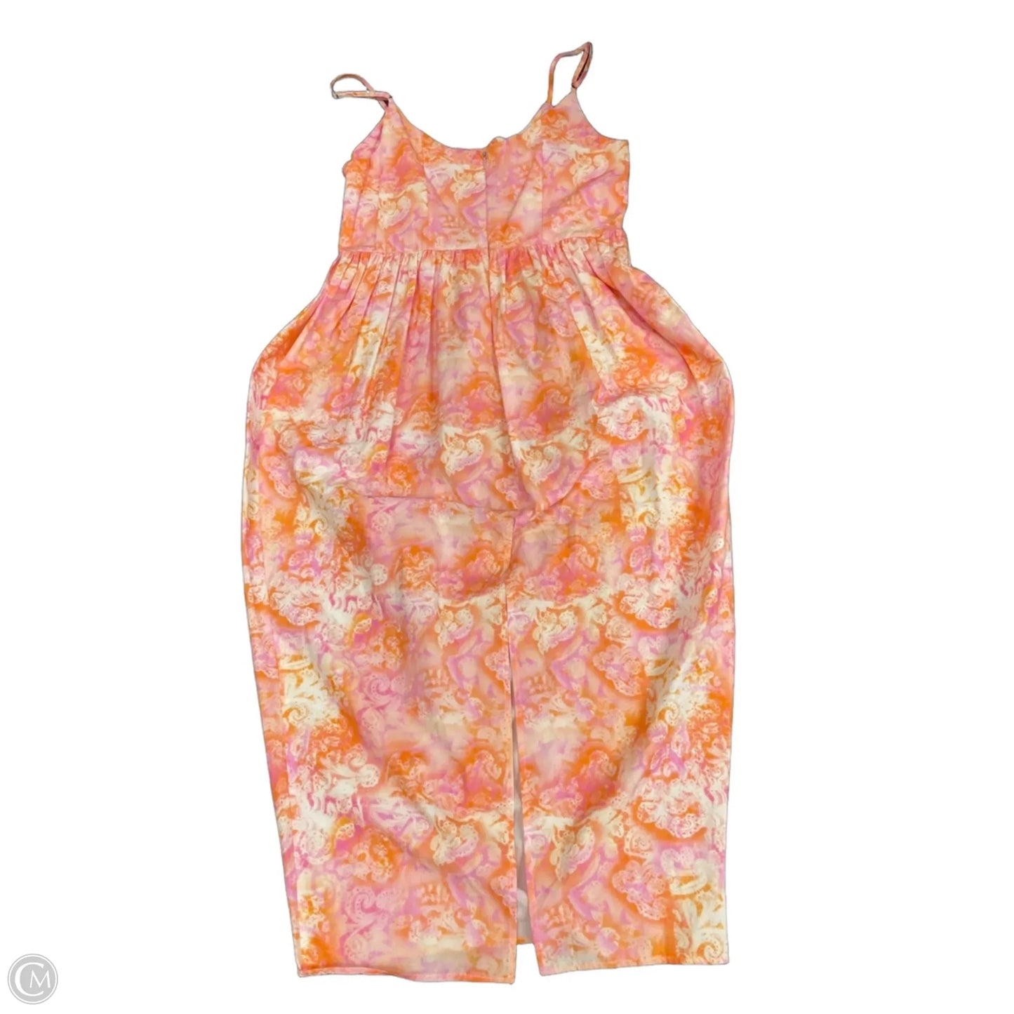Dress Casual Midi By Topshop In Orange & Pink, Size: 8