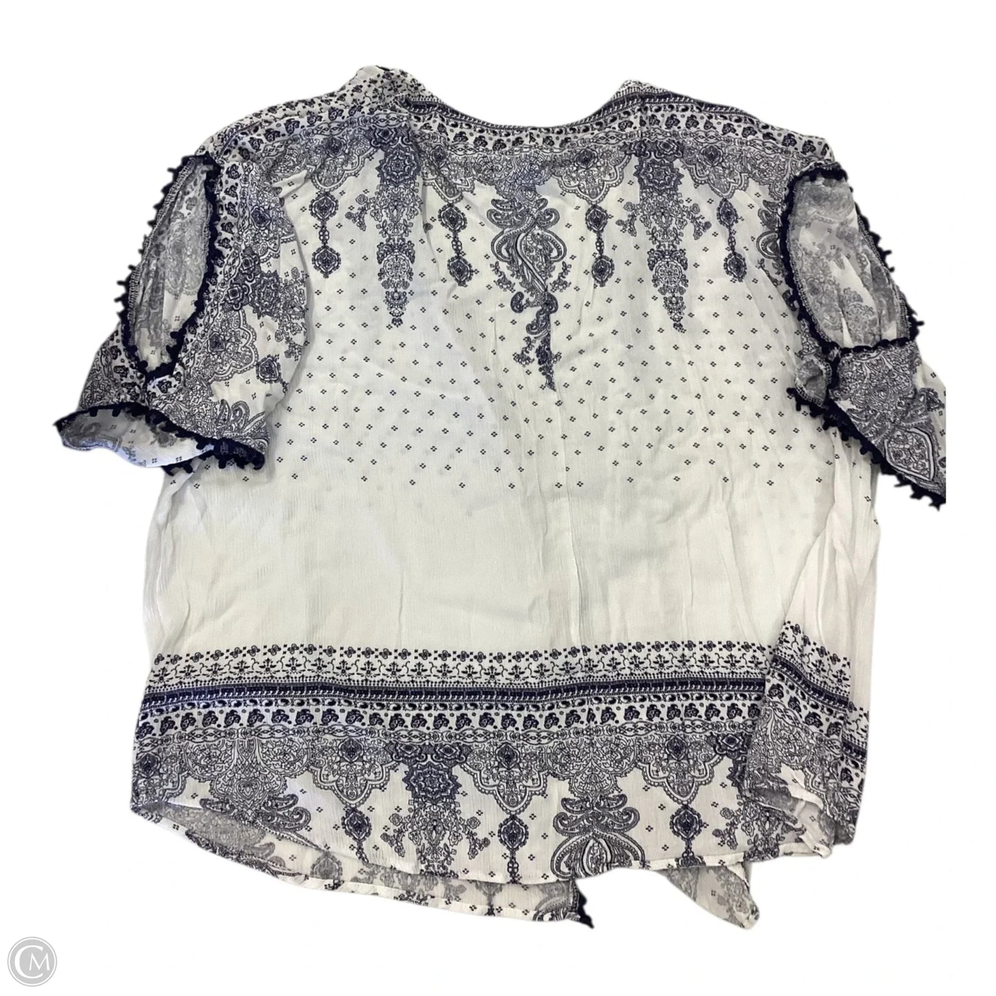 Cardigan By Clothes Mentor In Blue & White, Size: L