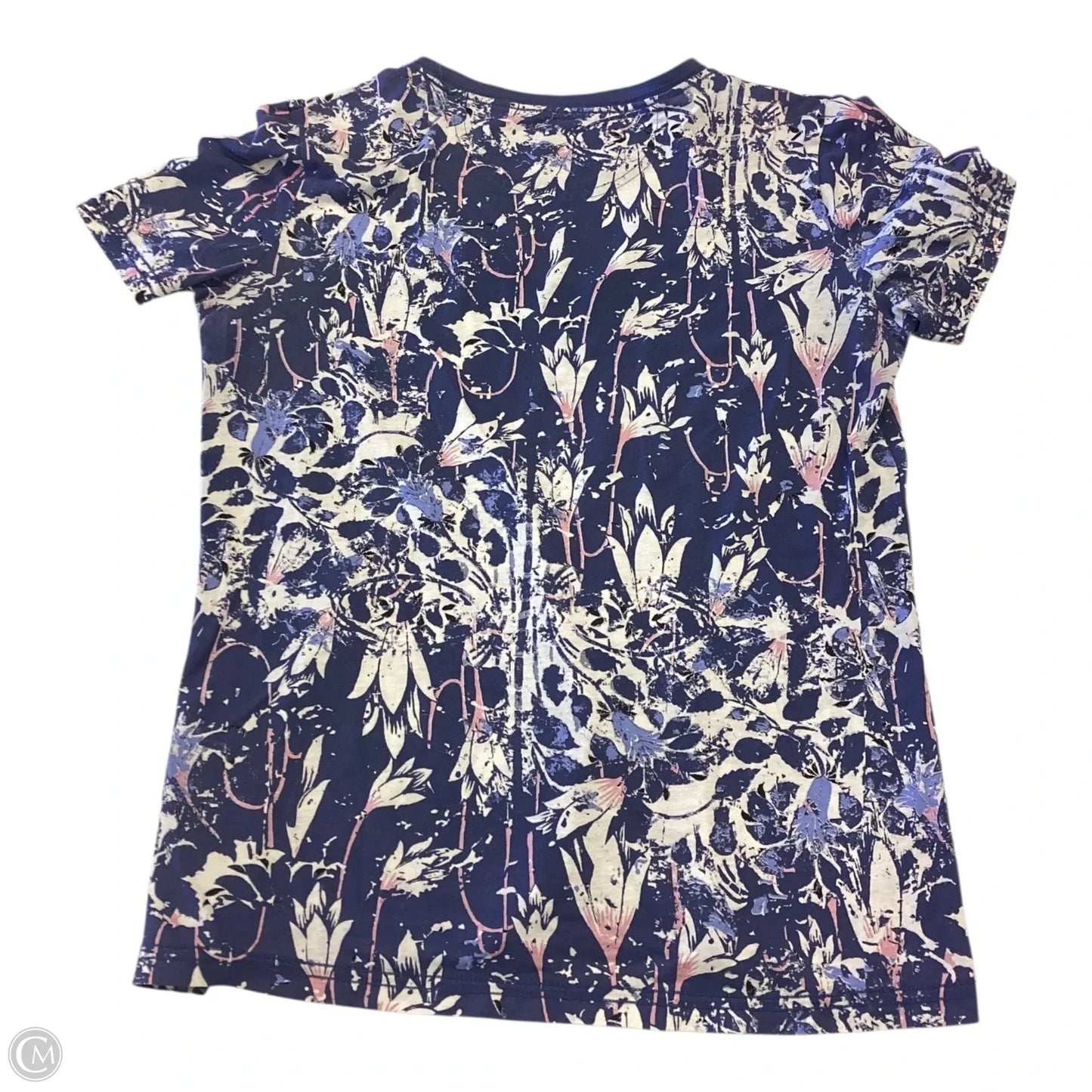 Top Short Sleeve Designer By Tory Burch In Blue & White, Size: S