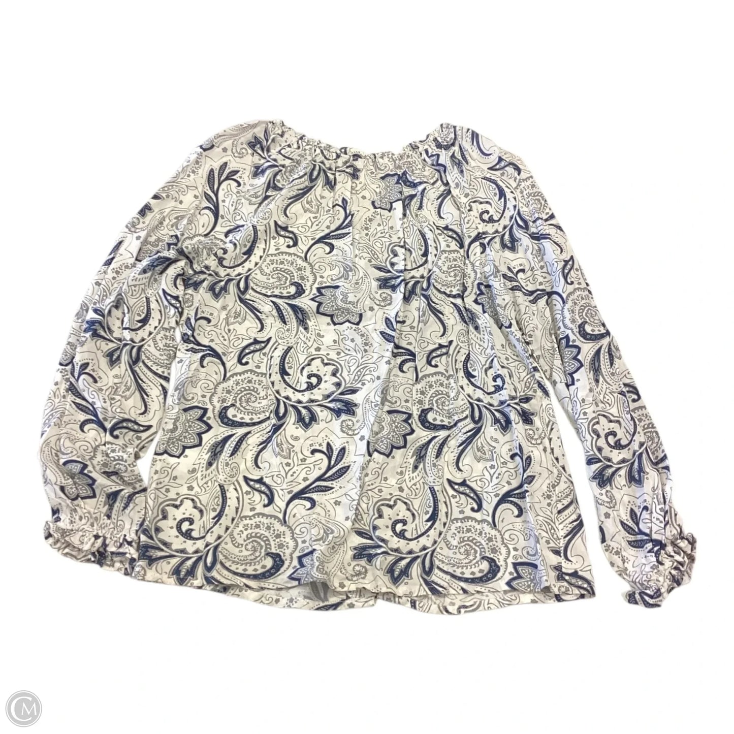 Top Long Sleeve By Spense In Blue & White, Size: S