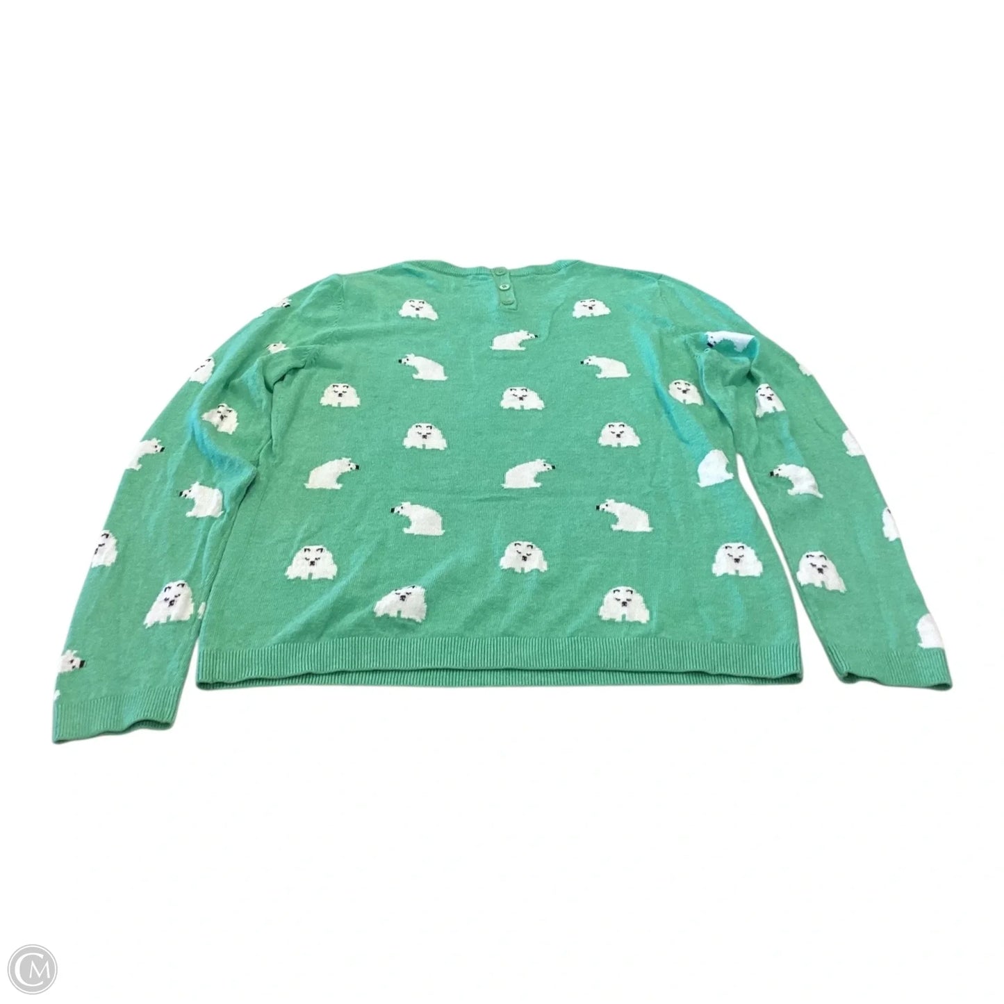 Top Long Sleeve By Talbots In Green & White, Size: M