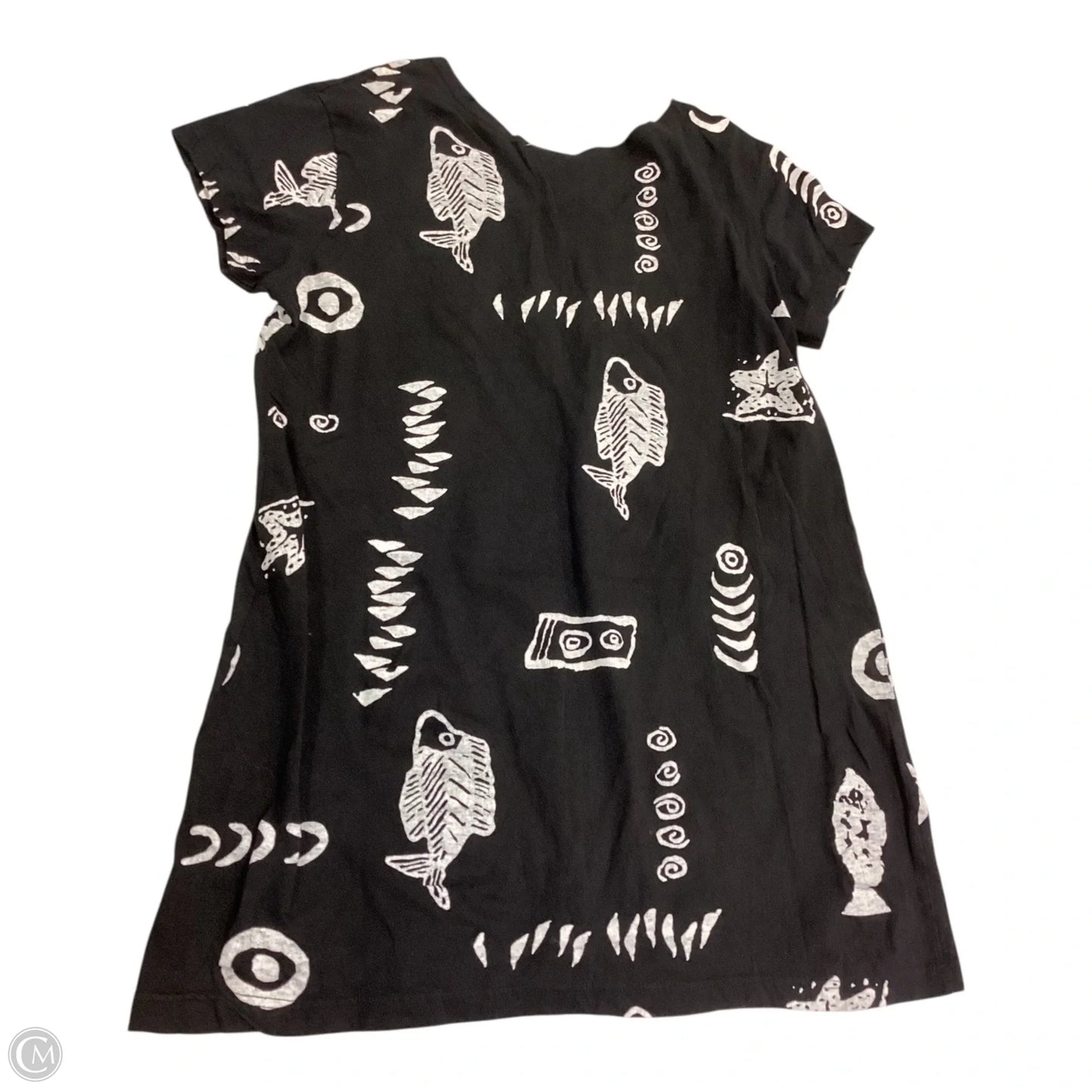 Tunic Short Sleeve By Clothes Mentor In Black & White, Size: M
