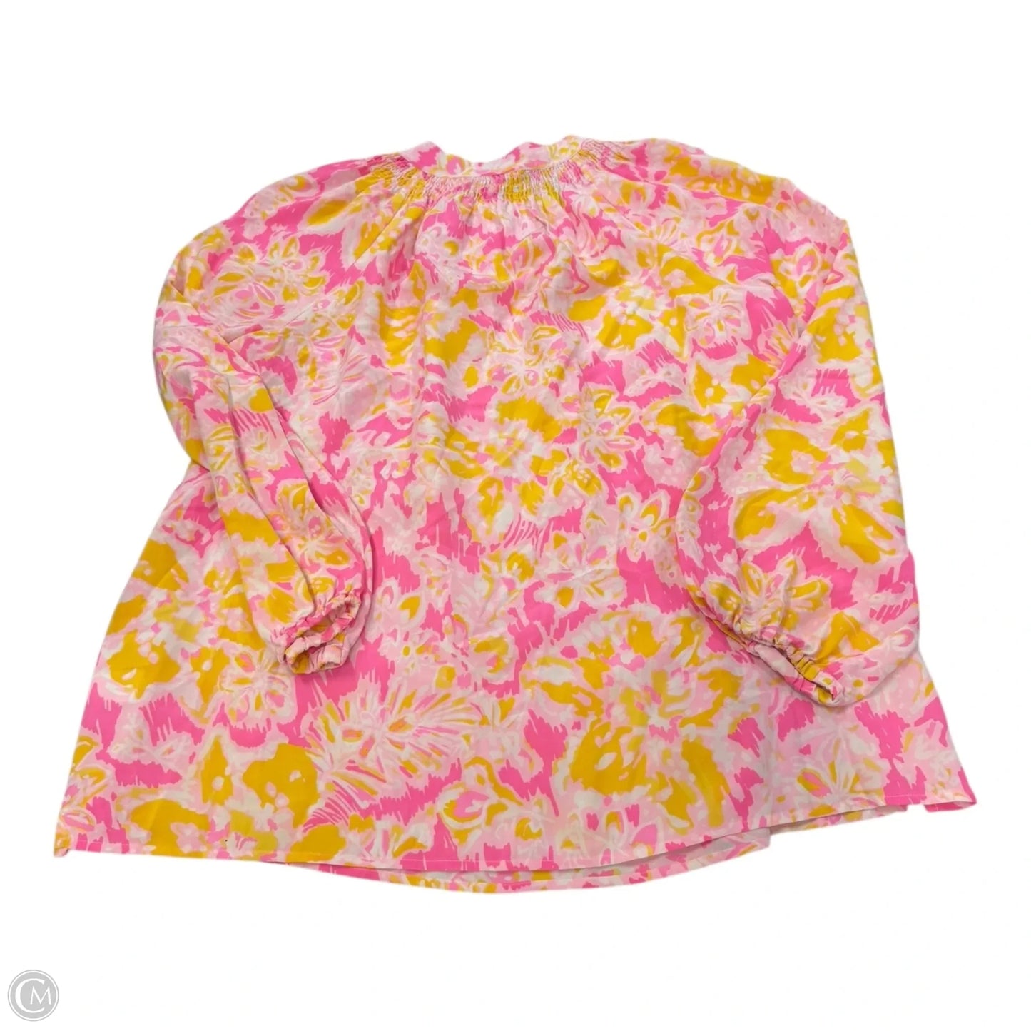 Top Long Sleeve Designer By Lilly Pulitzer In Pink & Yellow, Size: Xl