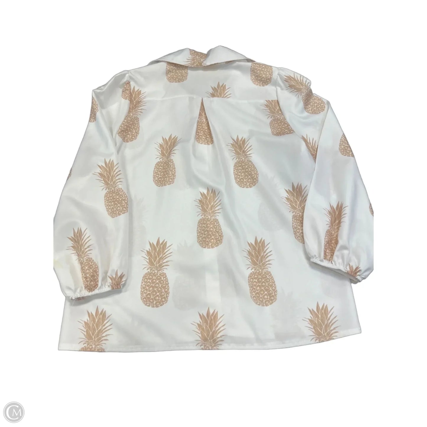 Top Long Sleeve By Clothes Mentor In Tan & White, Size: S